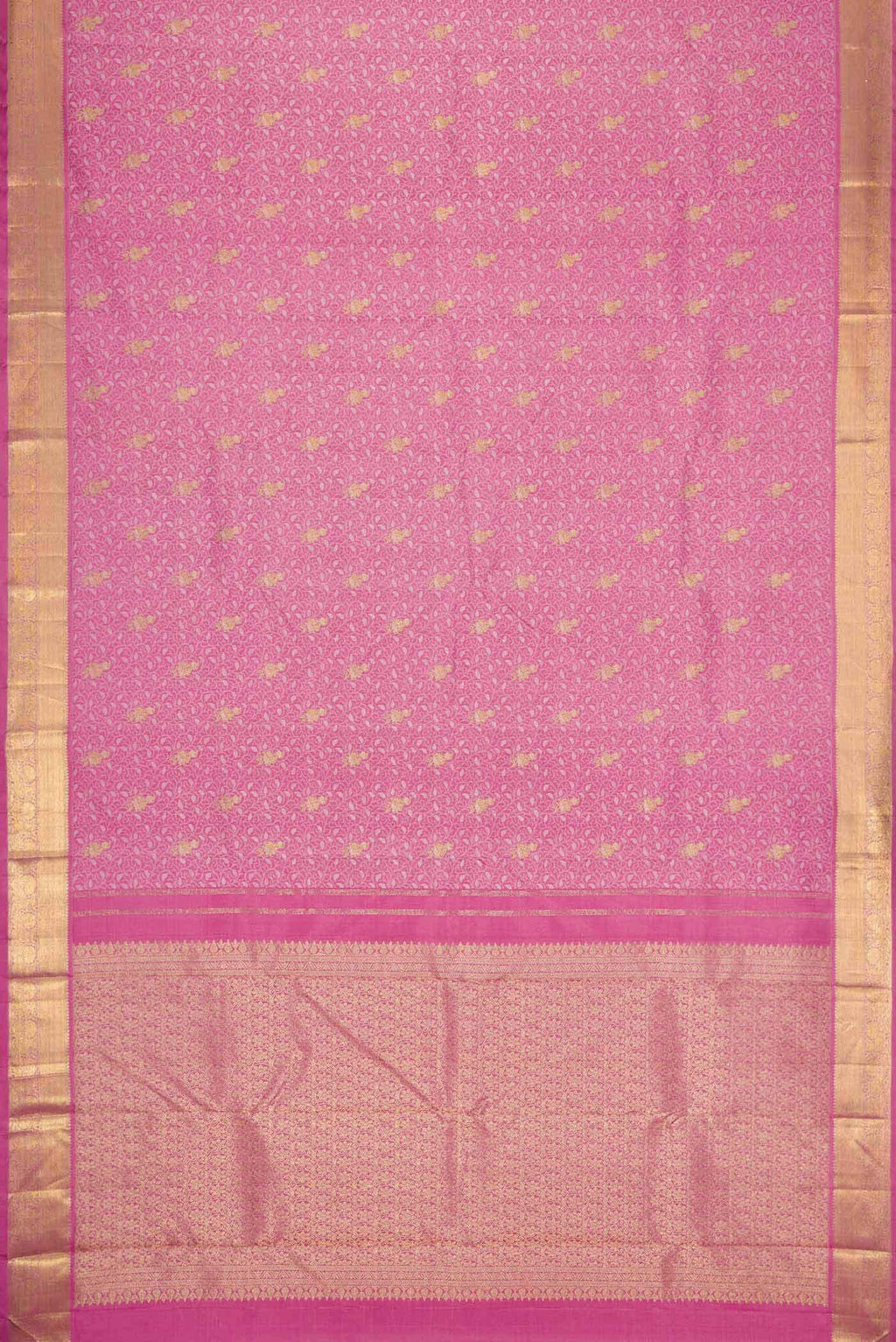 Pure Silk Pure Zari Pink Dual Tone Kanchipuram Saree