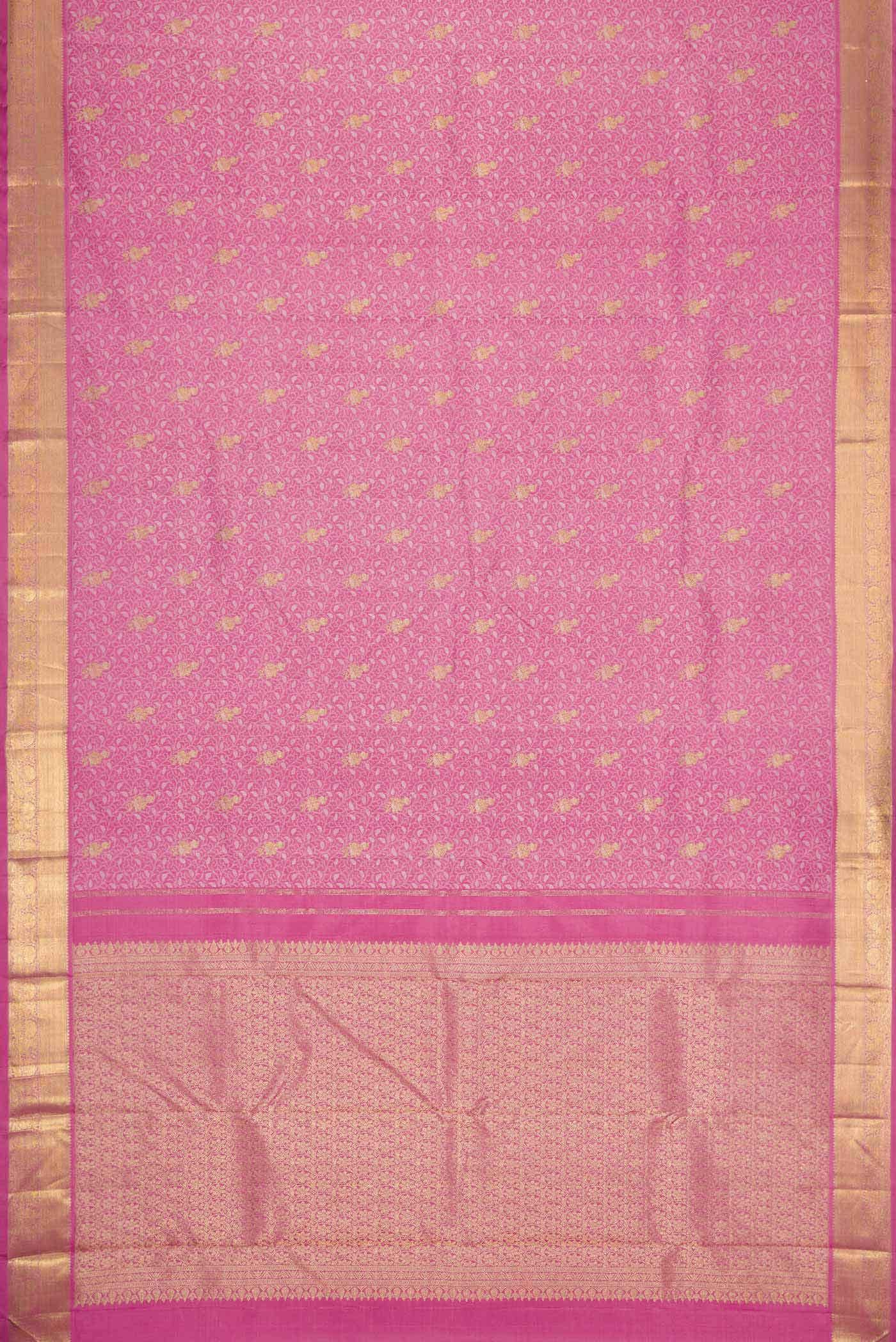 Pure Silk Pure Zari Pink Dual Tone Kanchipuram Saree