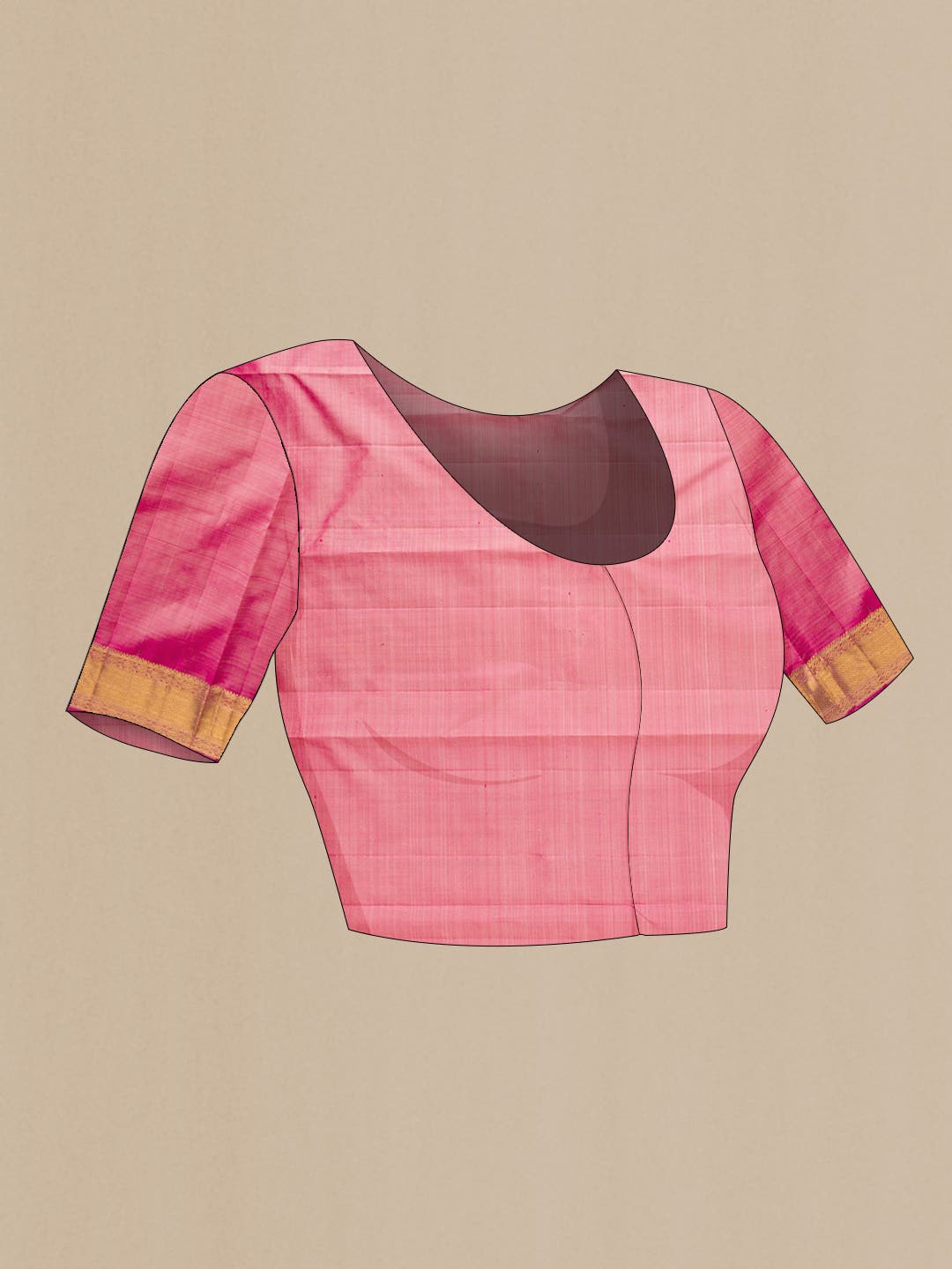 Pure Silk Pure Zari Rose Gold Dual Tone Kanchipuram Saree