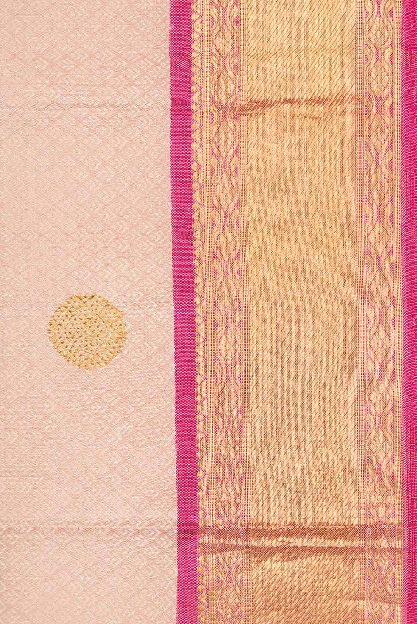 Pure Silk Pure Zari Rose Gold Dual Tone Kanchipuram Saree