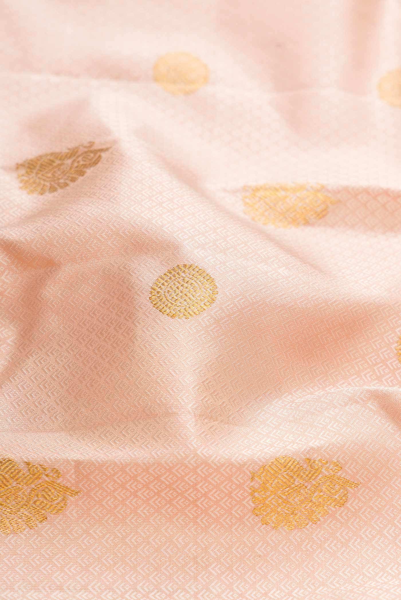 Pure Silk Pure Zari Rose Gold Dual Tone Kanchipuram Saree