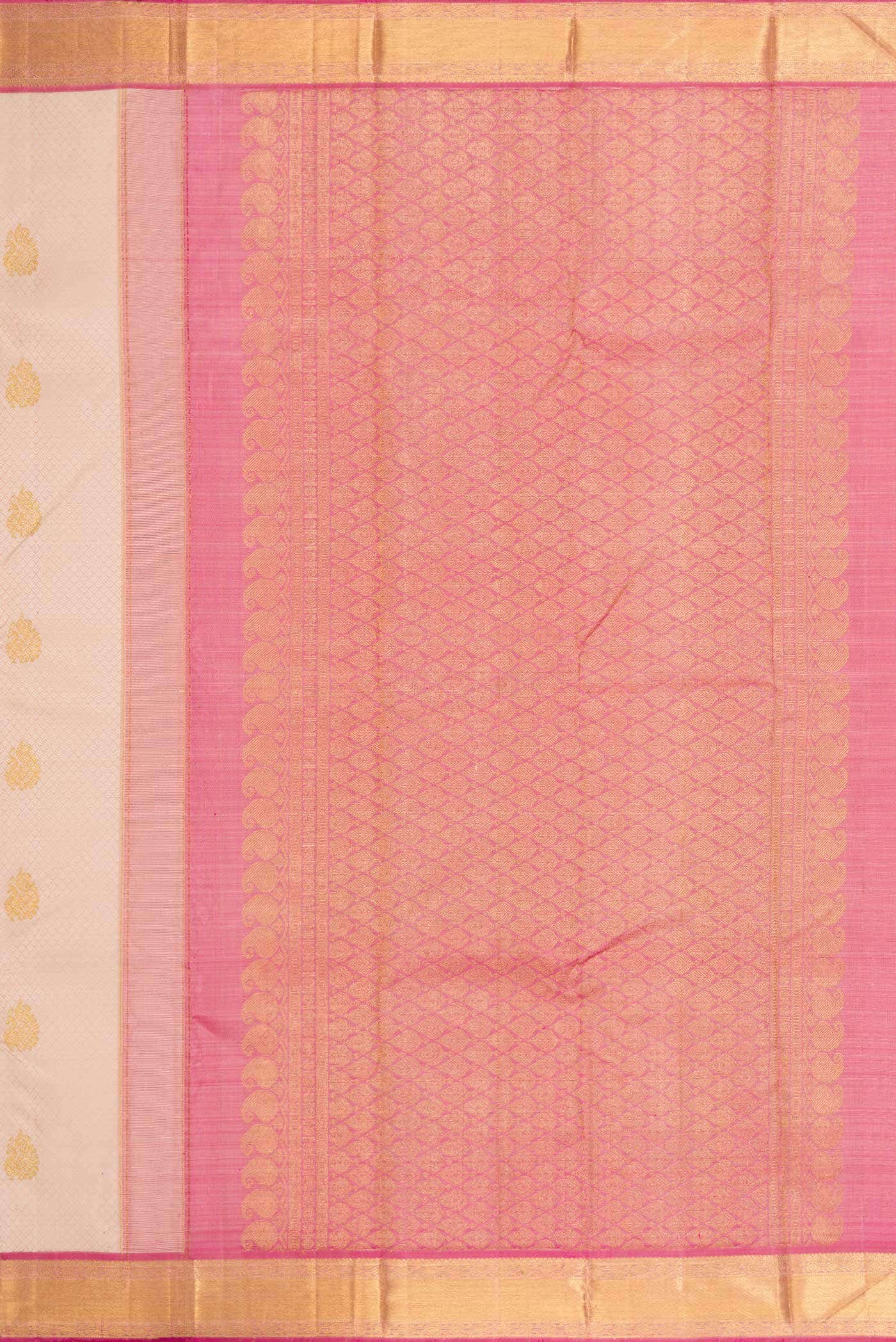 Pure Silk Pure Zari Rose Gold Dual Tone Kanchipuram Saree