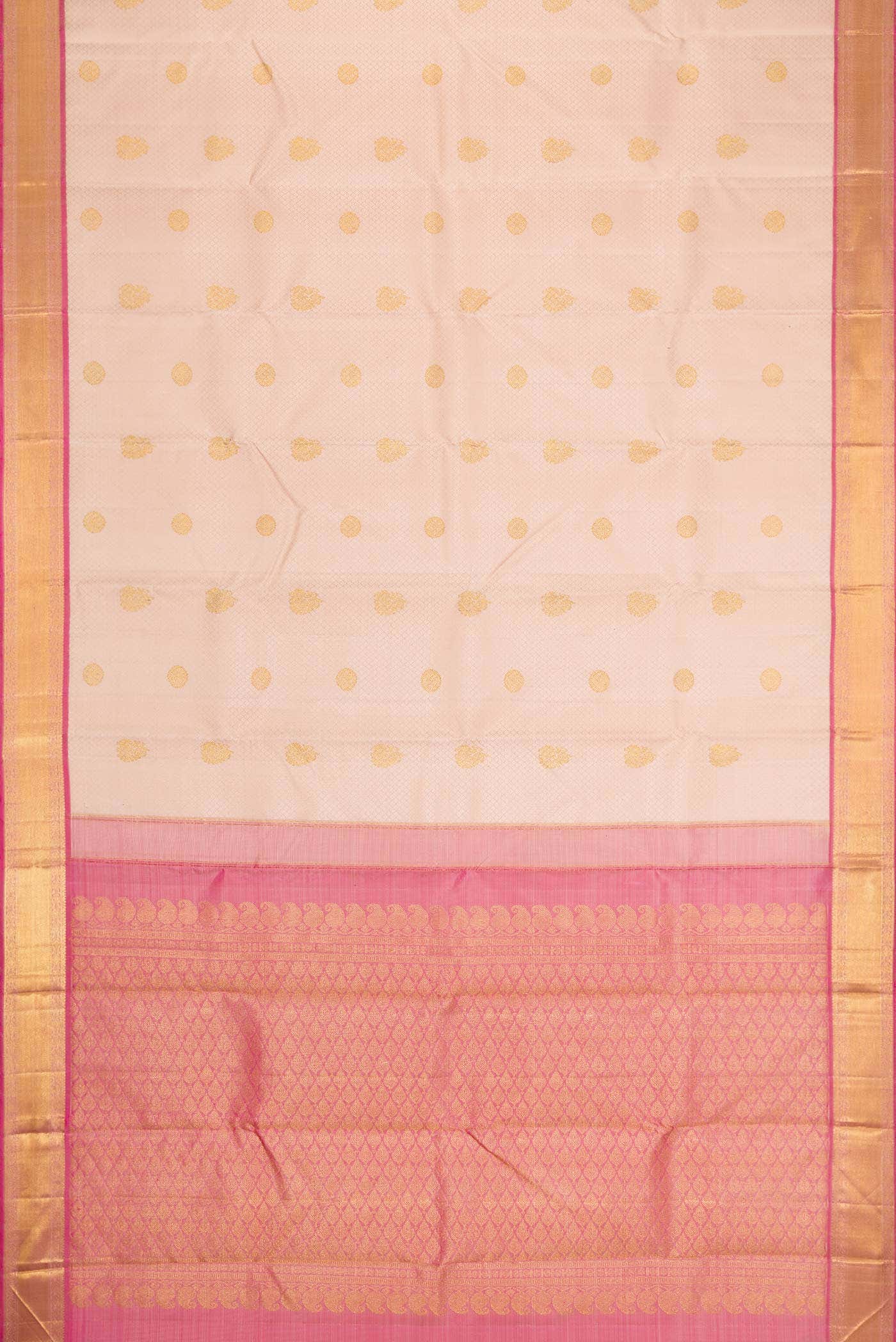 Pure Silk Pure Zari Rose Gold Dual Tone Kanchipuram Saree