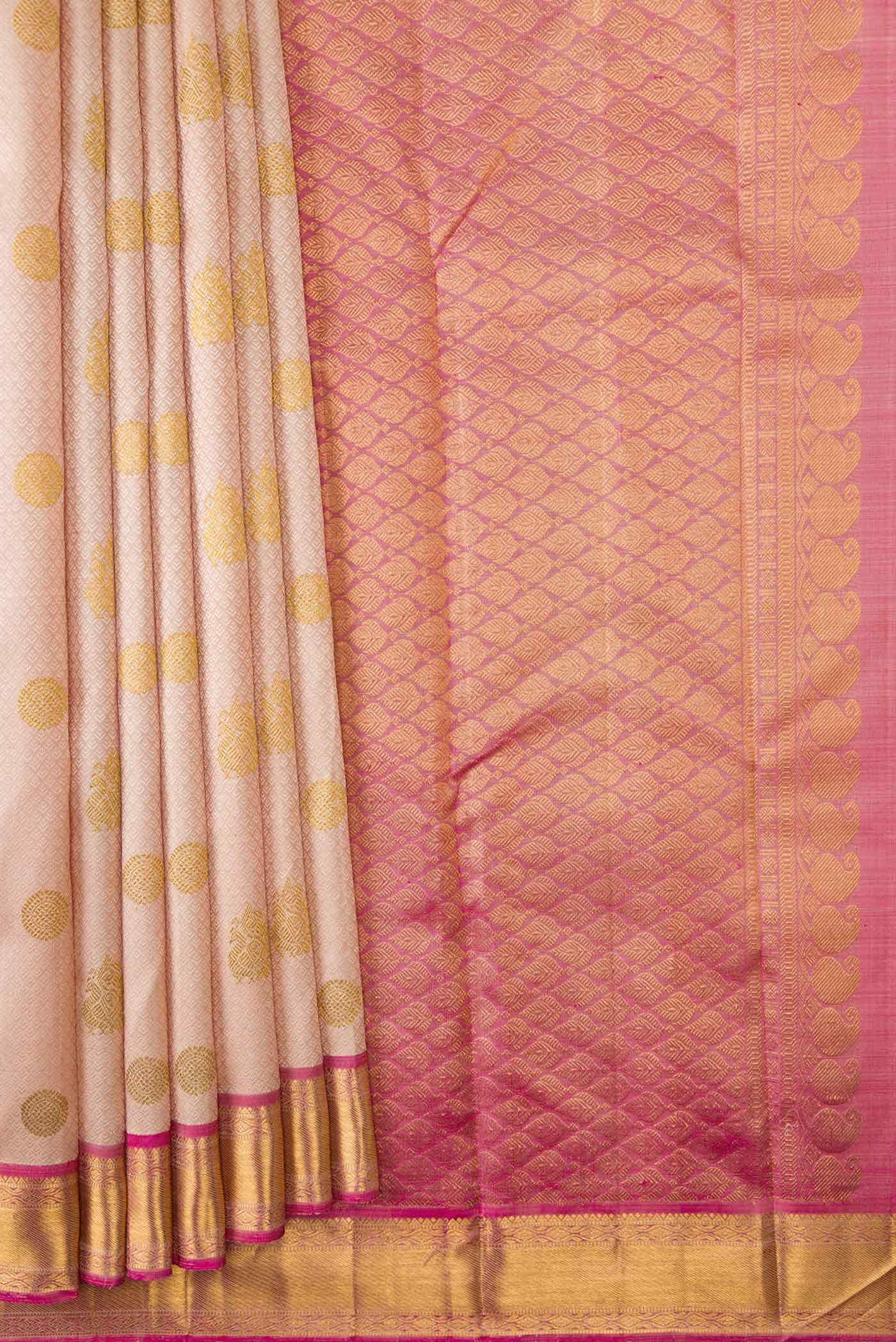 Pure Silk Pure Zari Rose Gold Dual Tone Kanchipuram Saree