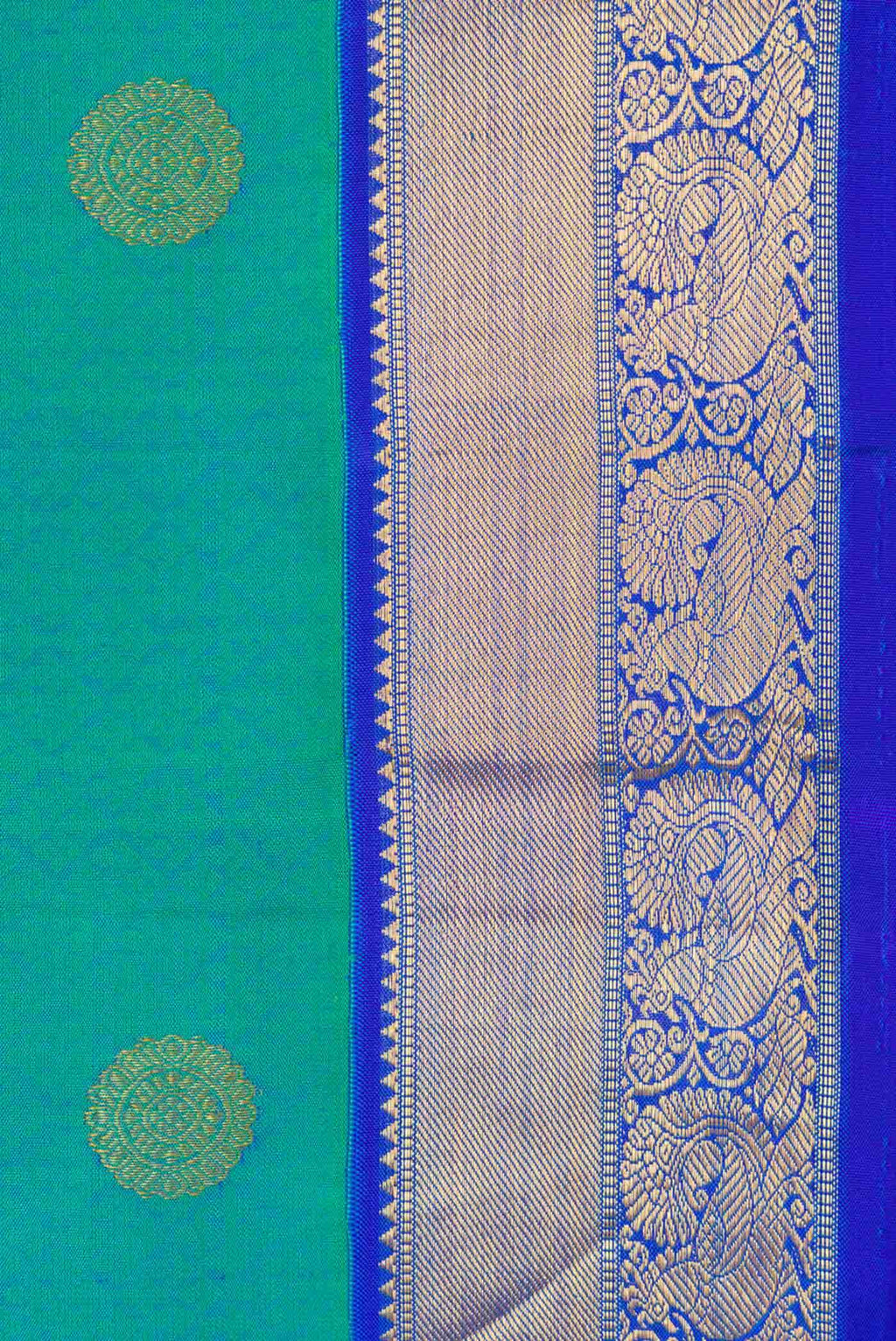 Pure Silk Pure Zari Green Dual Tone Kanchipuram Saree