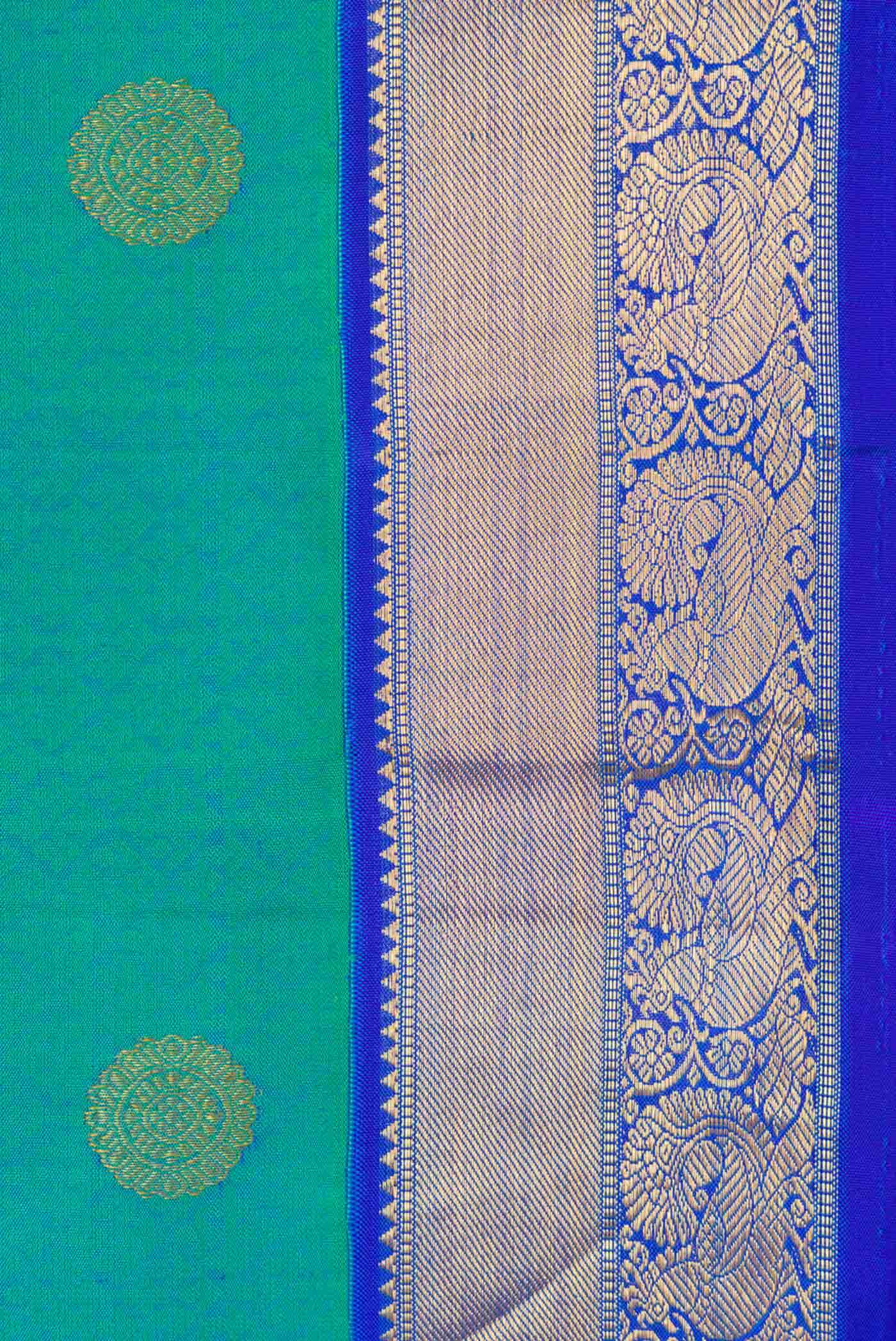 Pure Silk Pure Zari Green Dual Tone Kanchipuram Saree