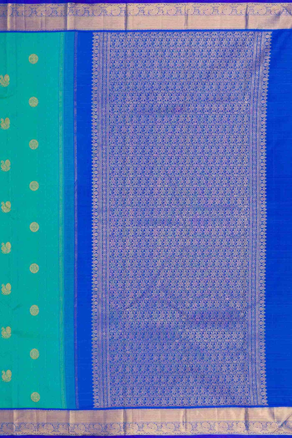 Pure Silk Pure Zari Green Dual Tone Kanchipuram Saree