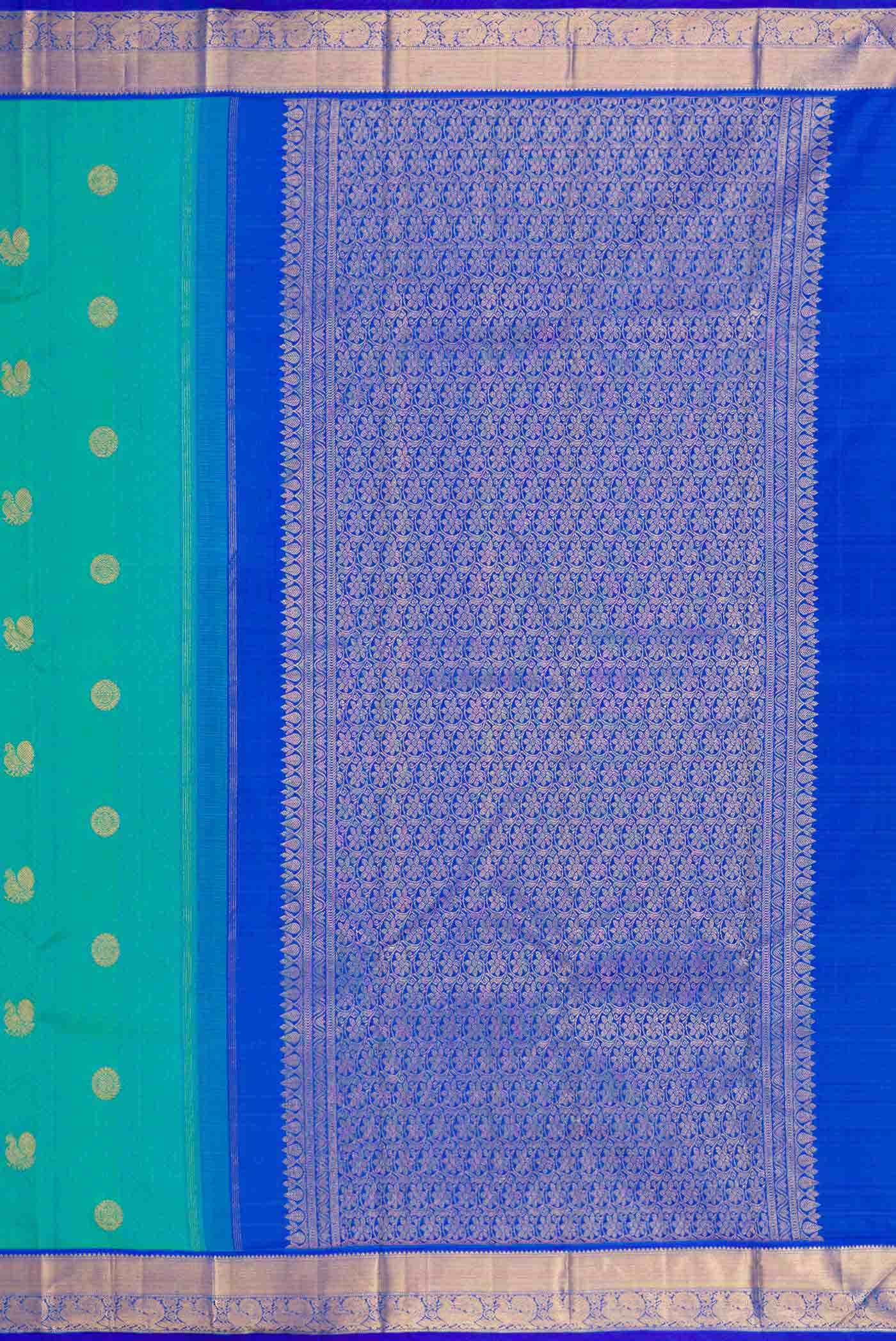 Pure Silk Pure Zari Green Dual Tone Kanchipuram Saree