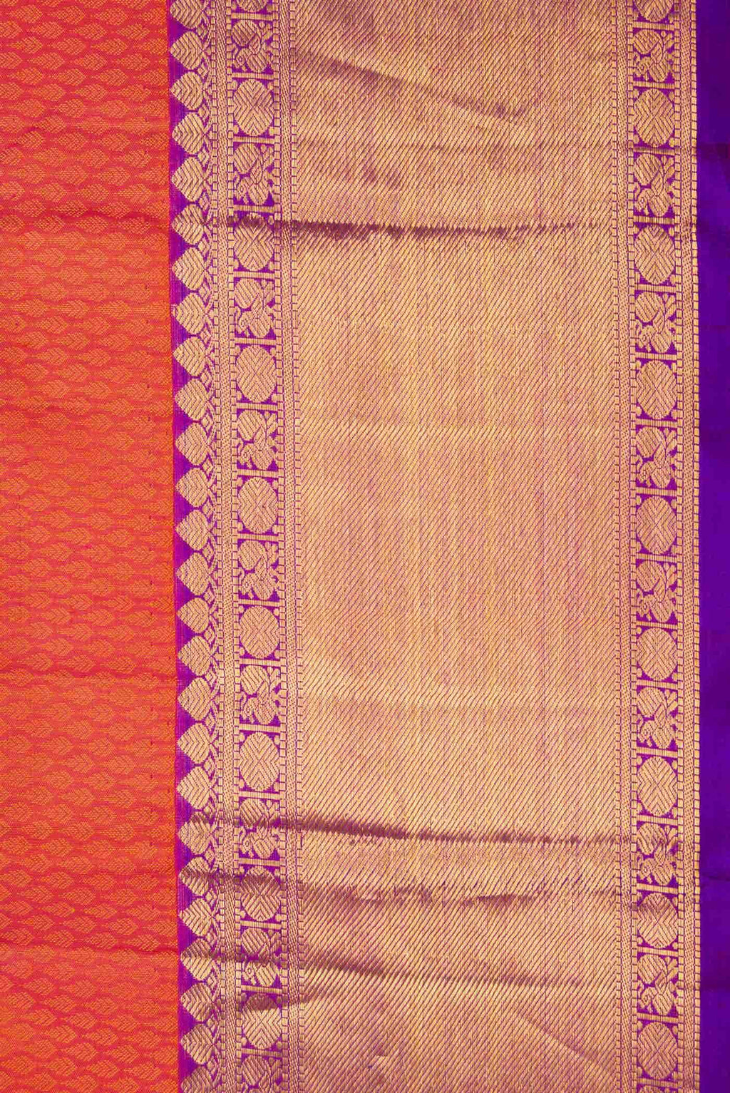 Pure Silk Pure Zari Peach Dual Tone Kanchipuram Saree