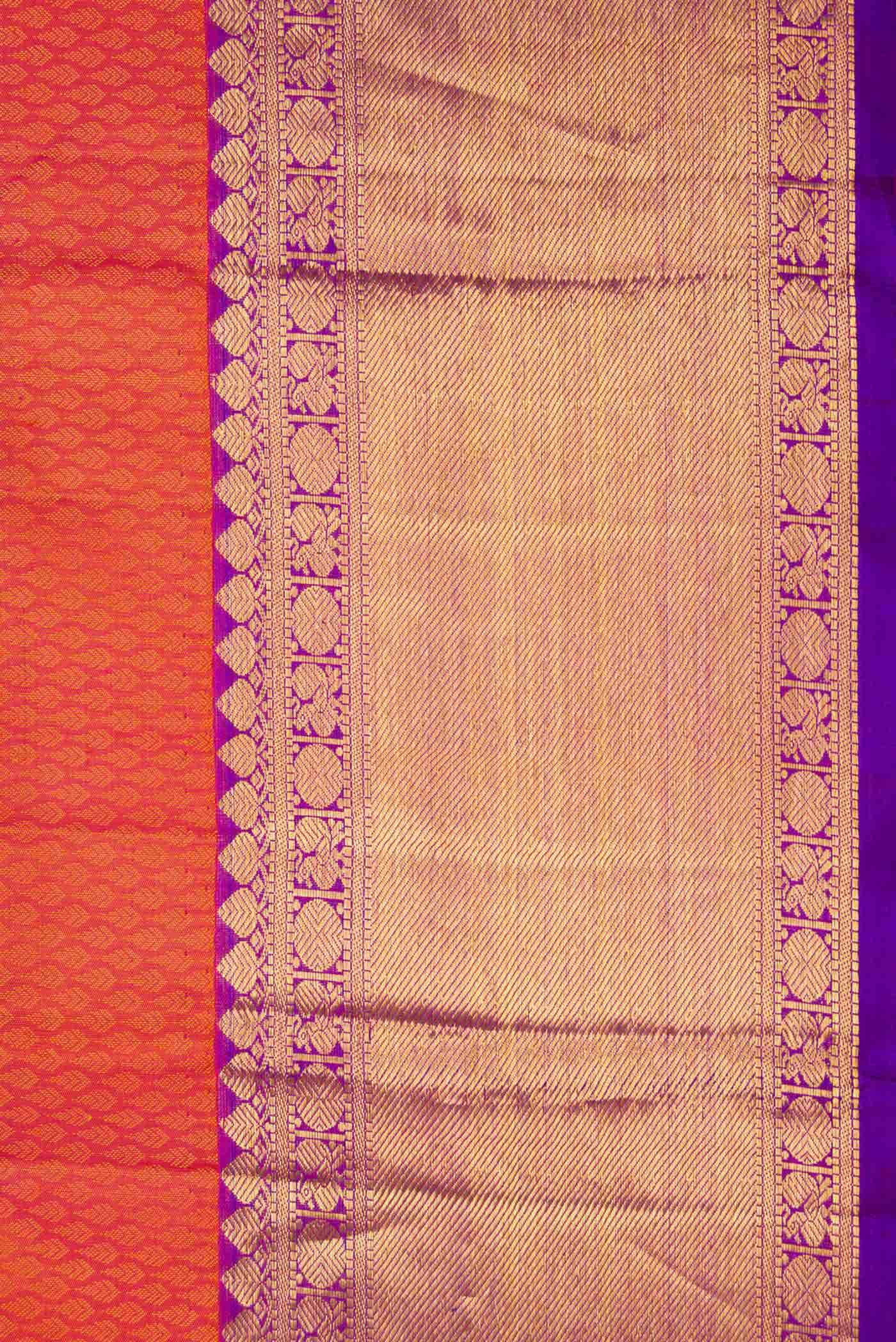 Pure Silk Pure Zari Peach Dual Tone Kanchipuram Saree