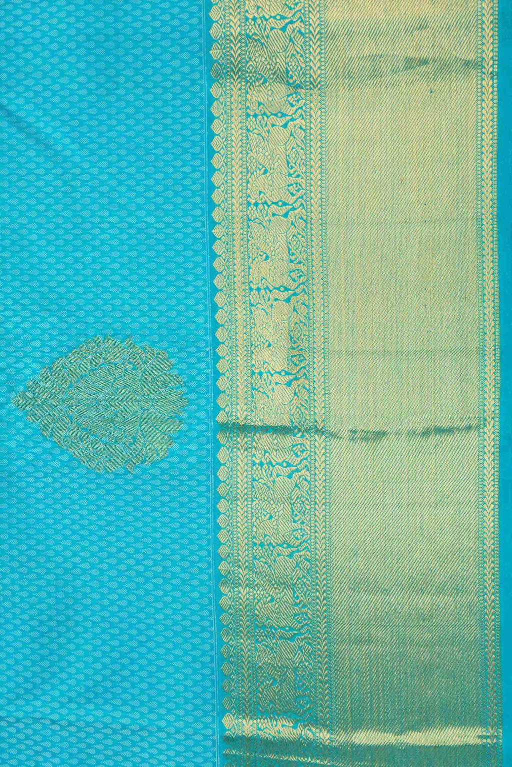 Pure Silk Pure Zari Sky Blue Dual Tone Kanchipuram Saree
