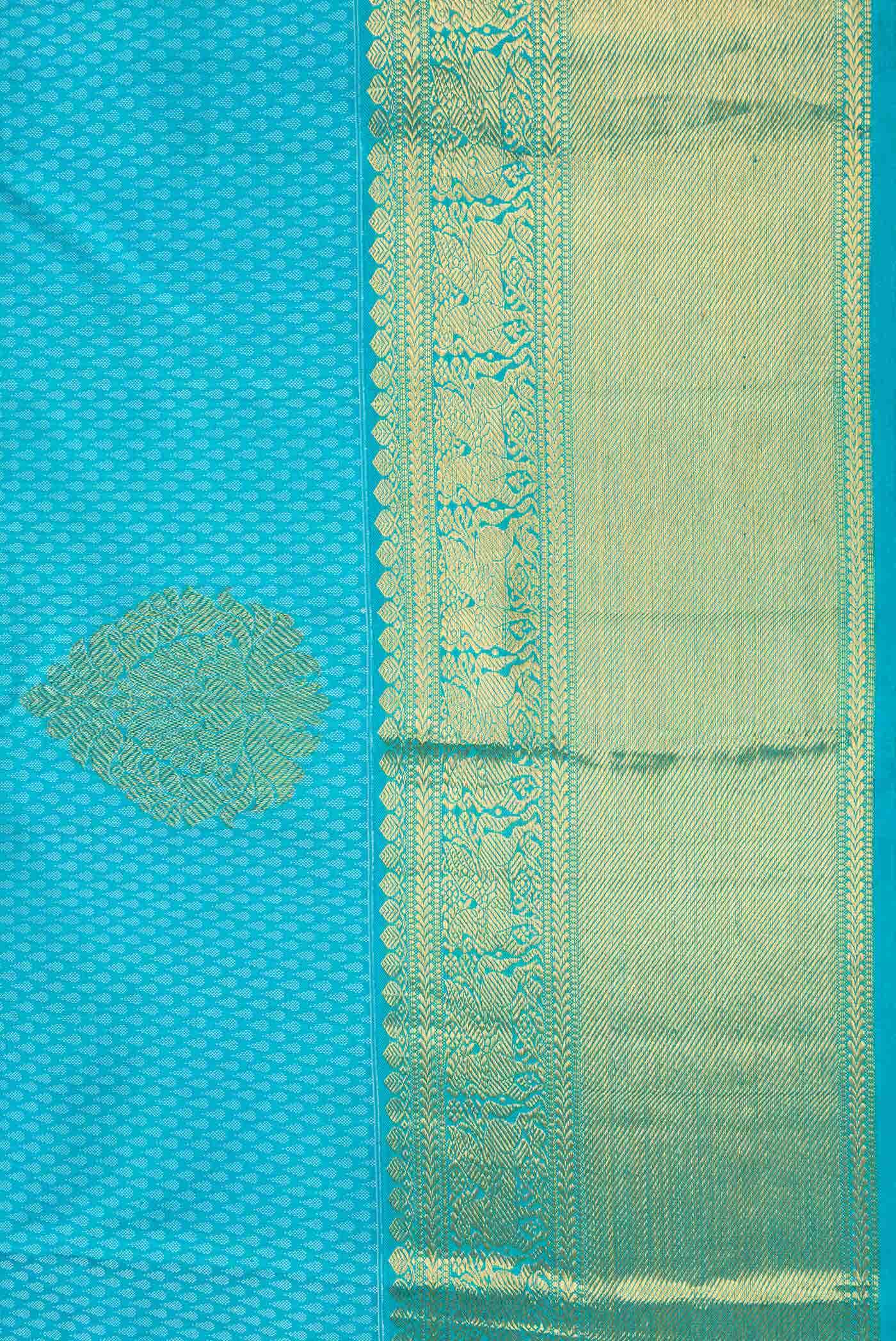 Pure Silk Pure Zari Sky Blue Dual Tone Kanchipuram Saree