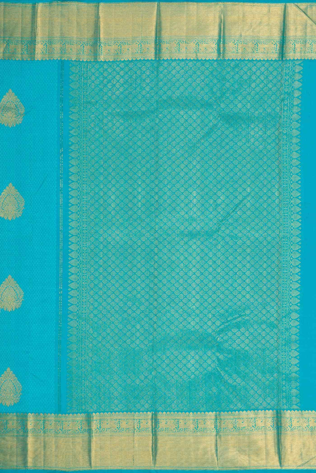 Pure Silk Pure Zari Sky Blue Dual Tone Kanchipuram Saree