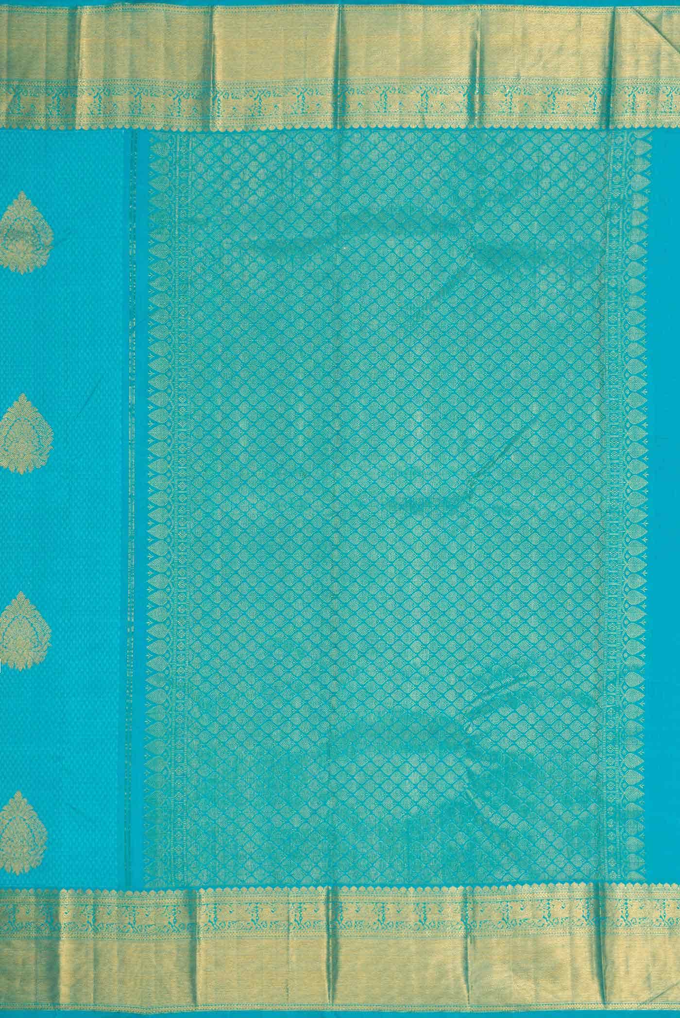 Pure Silk Pure Zari Sky Blue Dual Tone Kanchipuram Saree