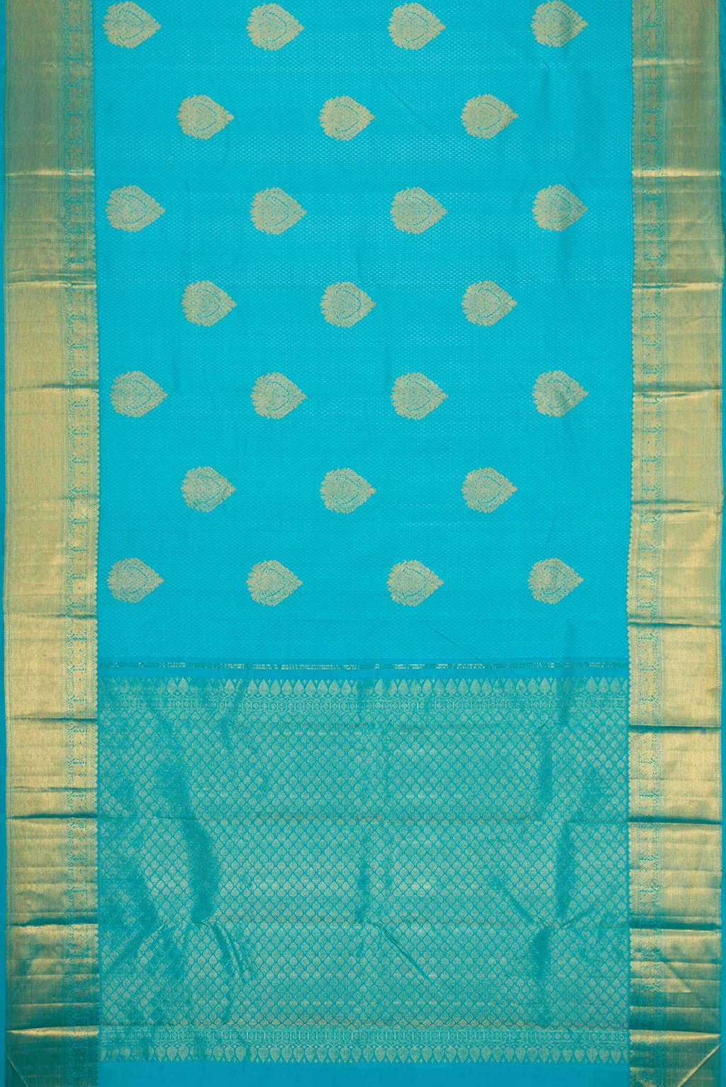 Pure Silk Pure Zari Sky Blue Dual Tone Kanchipuram Saree