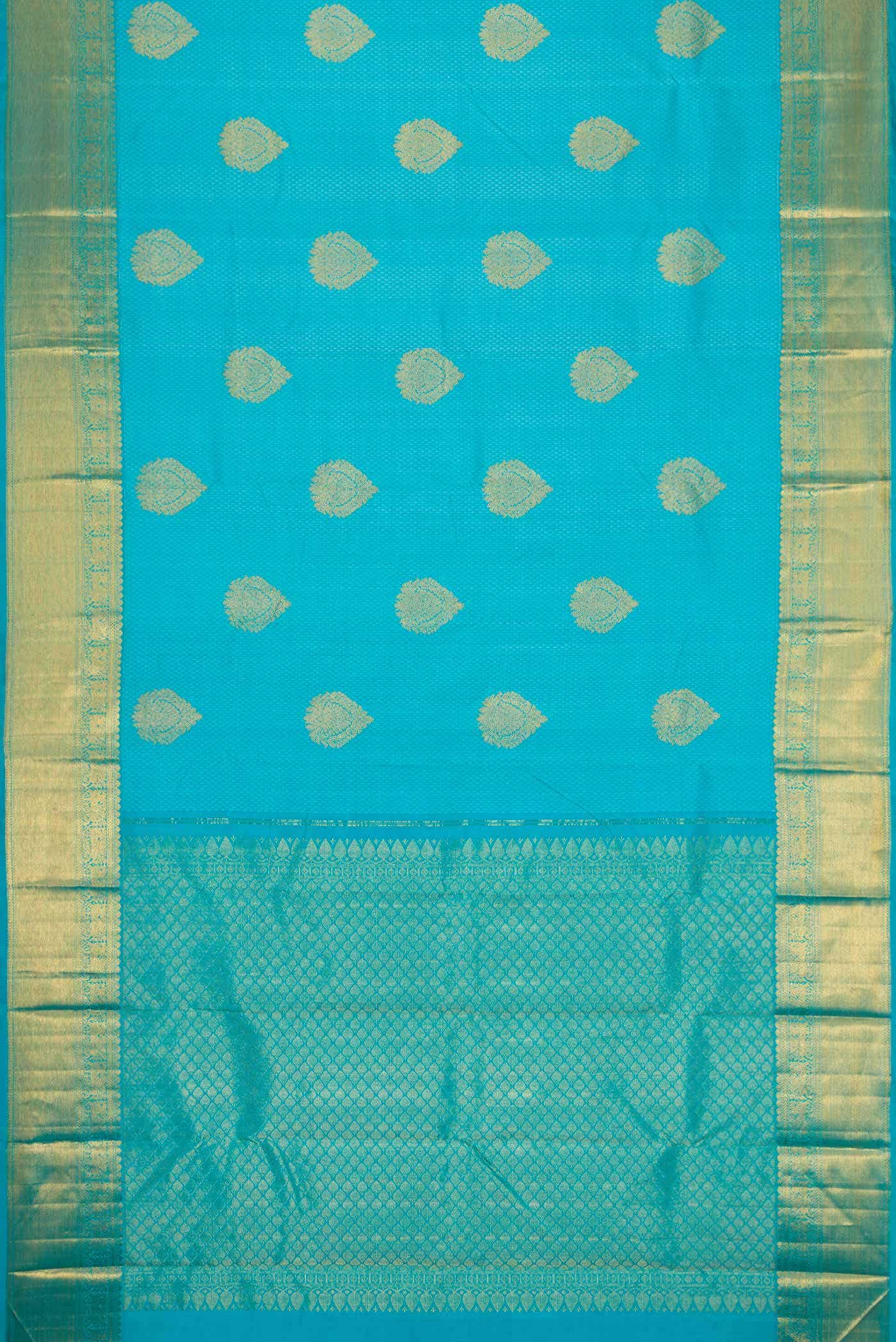 Pure Silk Pure Zari Sky Blue Dual Tone Kanchipuram Saree