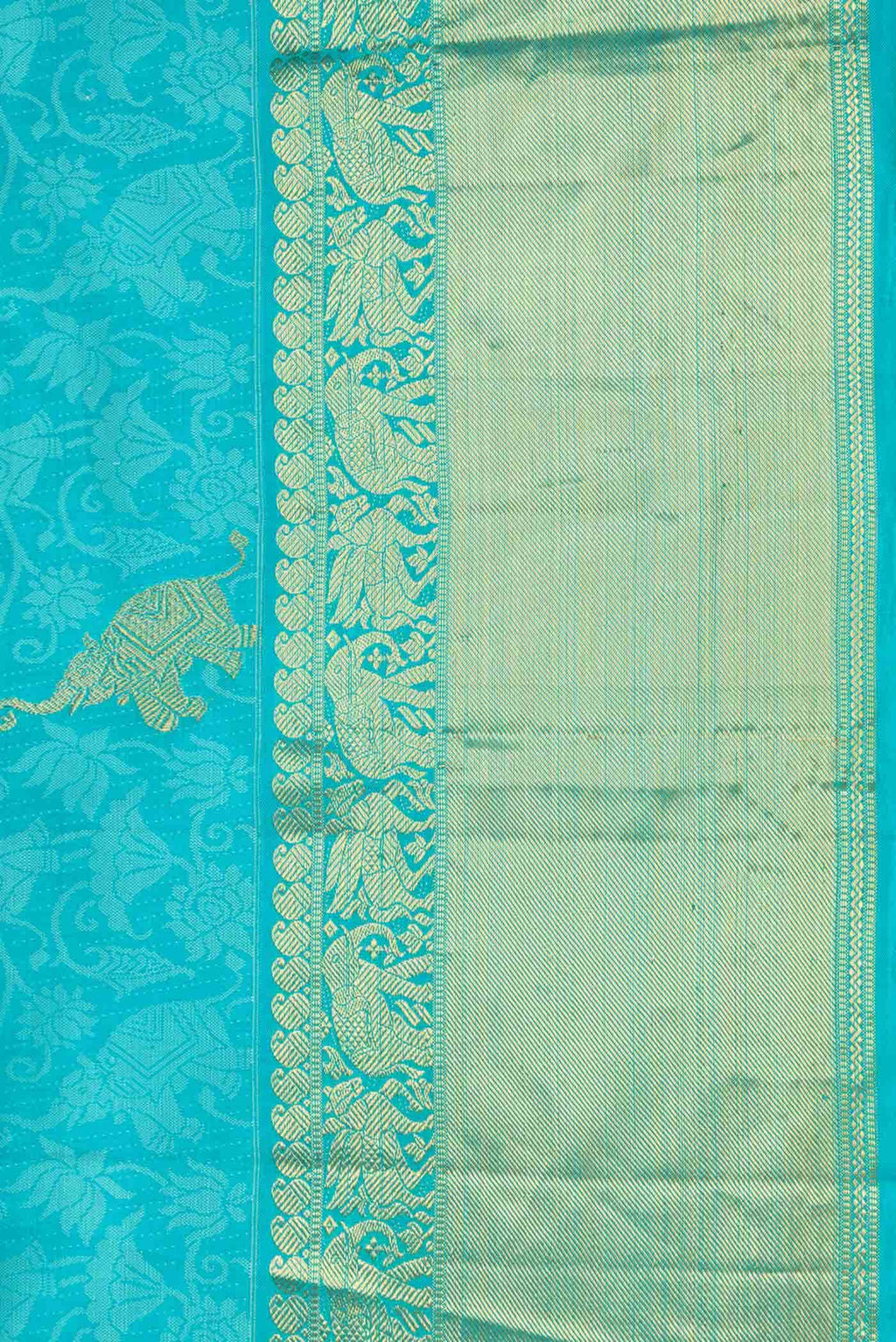 Pure Silk Pure Zari Sky Blue Dual Tone Kanchipuram Saree