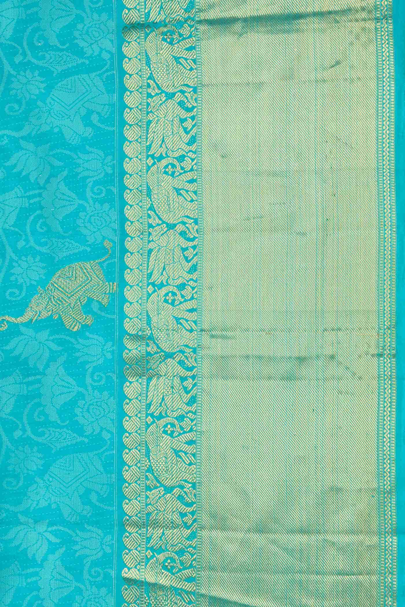 Pure Silk Pure Zari Sky Blue Dual Tone Kanchipuram Saree