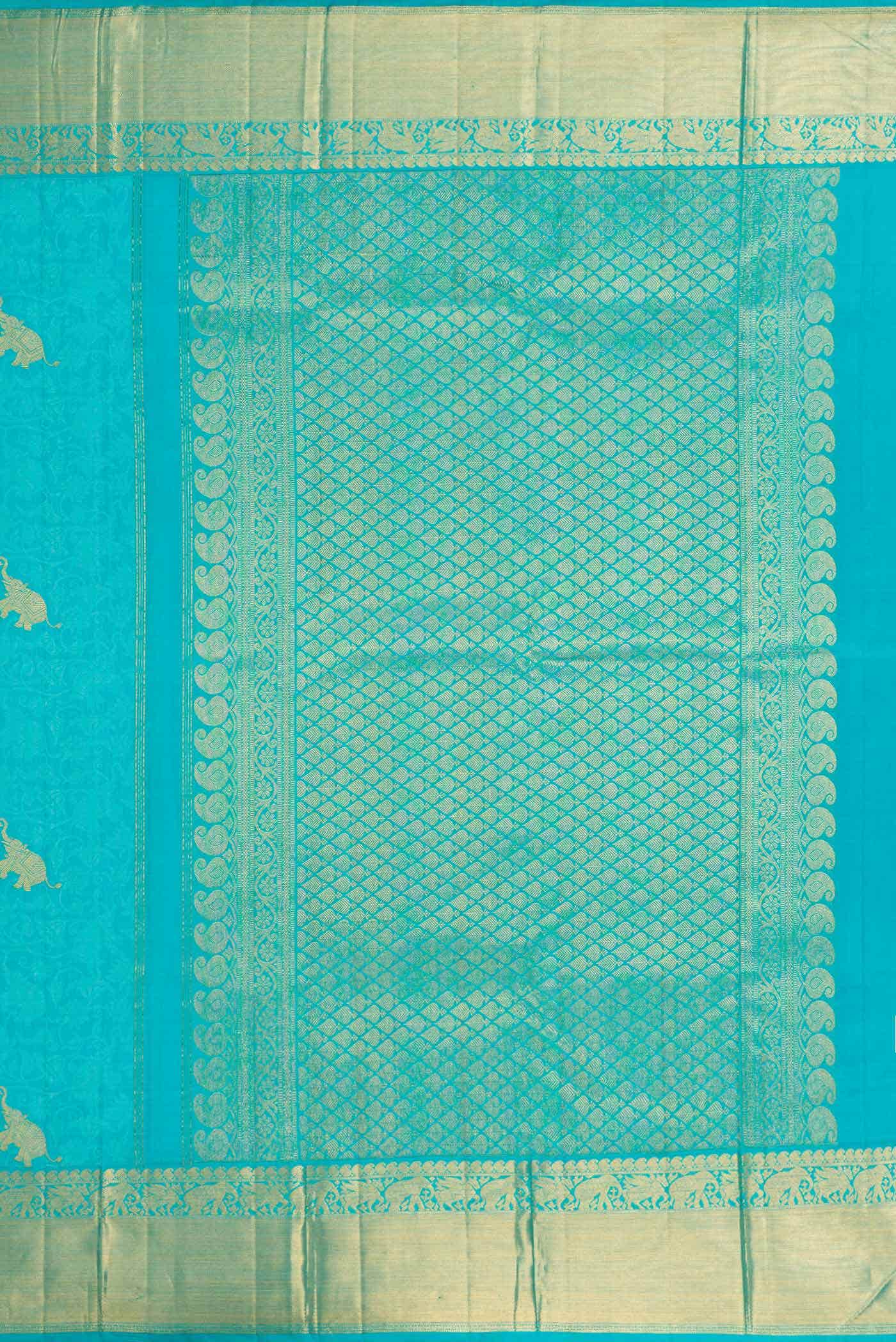 Pure Silk Pure Zari Sky Blue Dual Tone Kanchipuram Saree