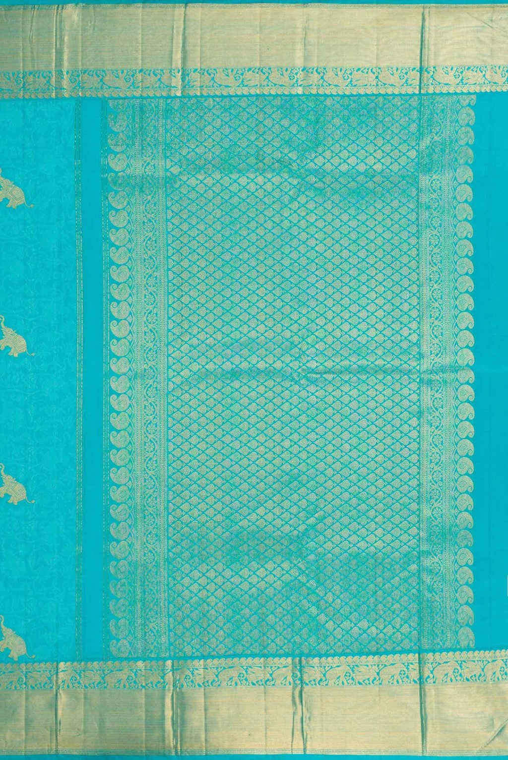 Pure Silk Pure Zari Sky Blue Dual Tone Kanchipuram Saree