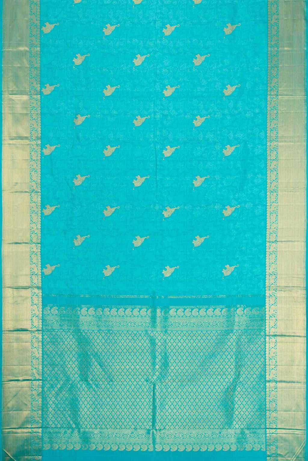 Pure Silk Pure Zari Sky Blue Dual Tone Kanchipuram Saree