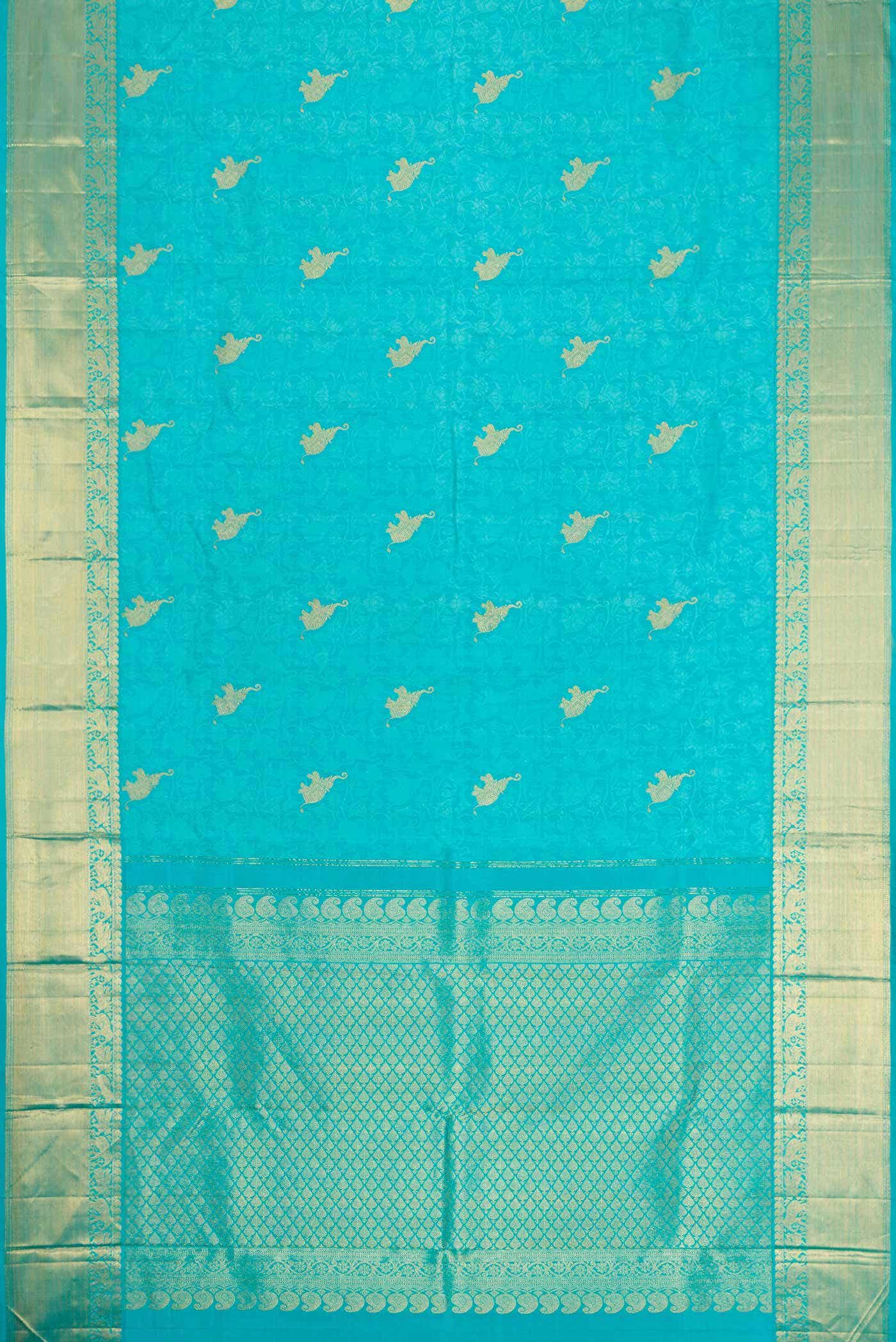 Pure Silk Pure Zari Sky Blue Dual Tone Kanchipuram Saree