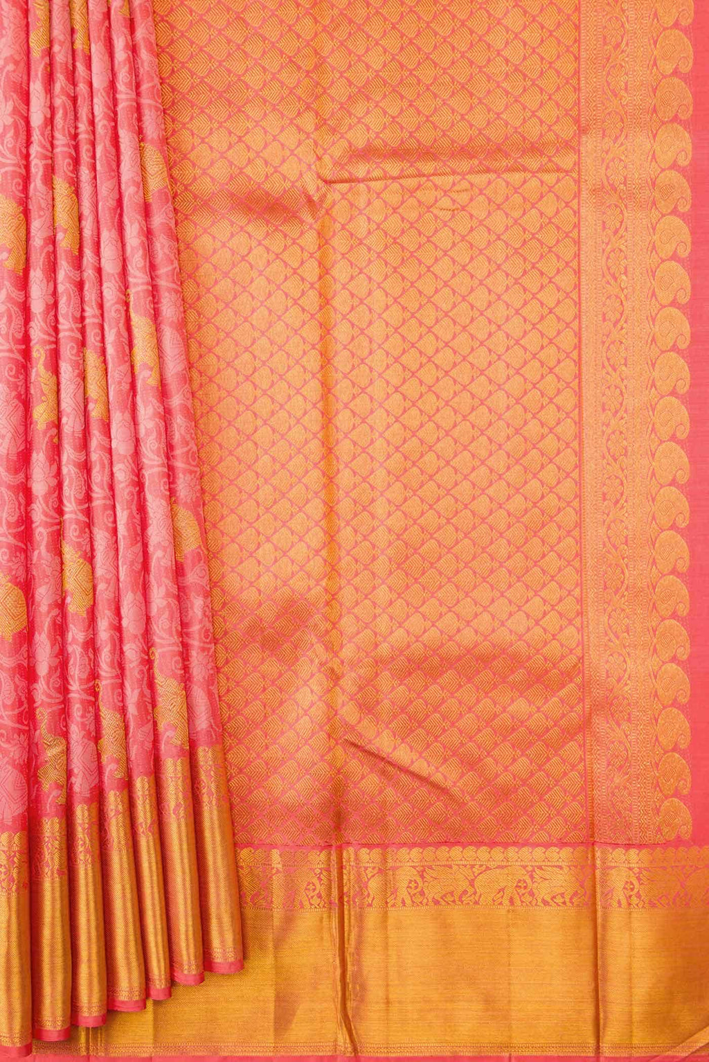 Pink Dual Tone Kanchipuram Silk Saree