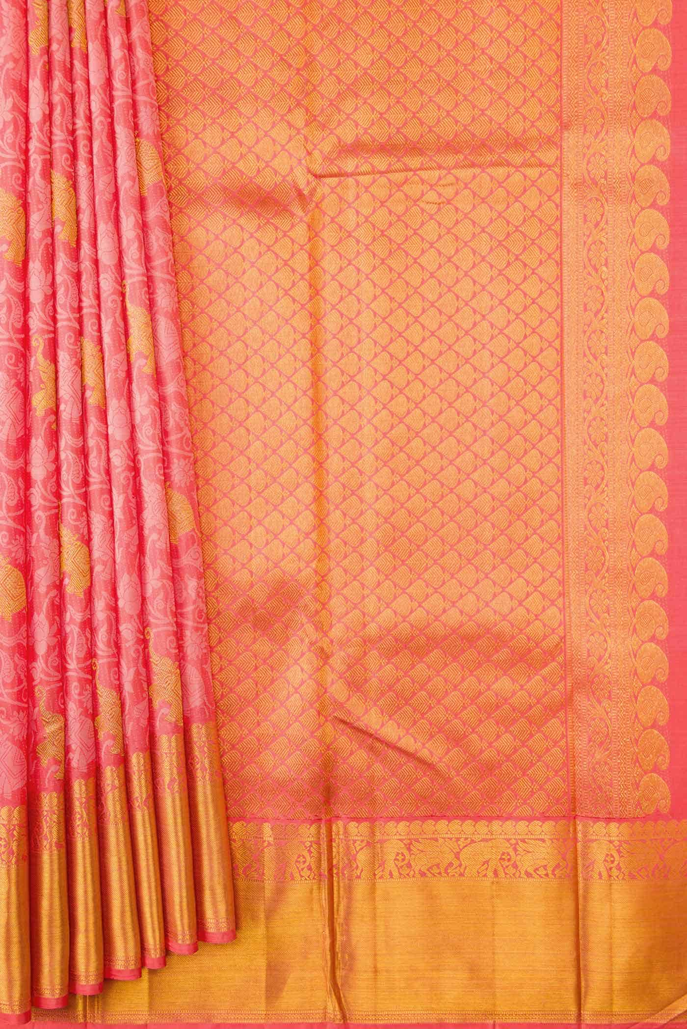 Pink Dual Tone Kanchipuram Silk Saree
