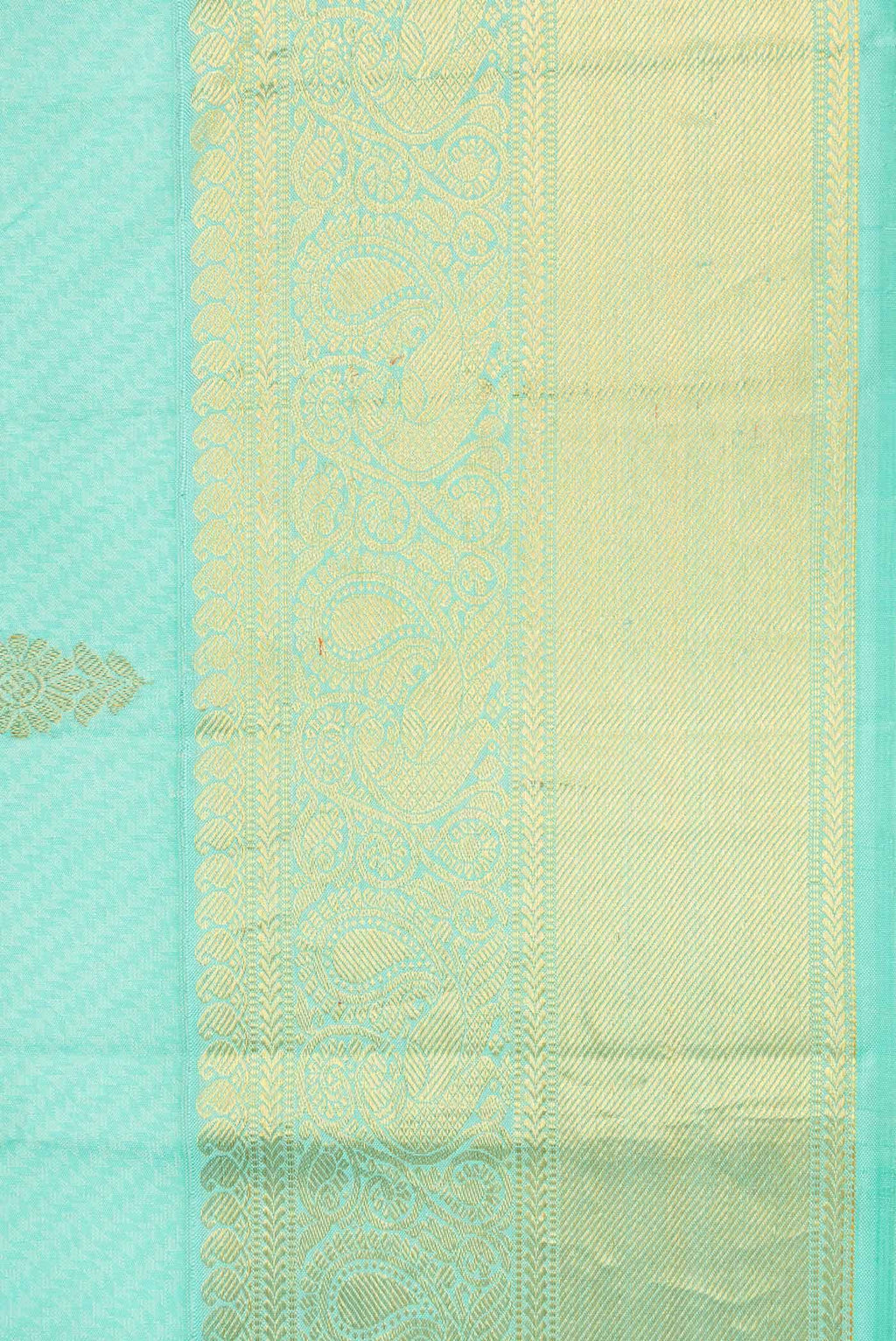Pure Silk Pure Zari Sea Green Dual Tone Kanchipuram Saree
