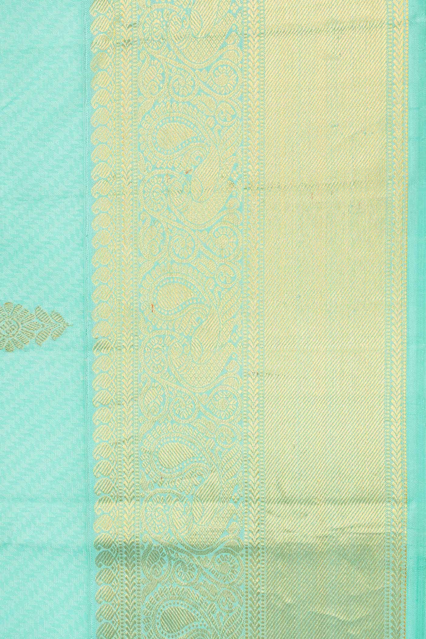 Pure Silk Pure Zari Sea Green Dual Tone Kanchipuram Saree