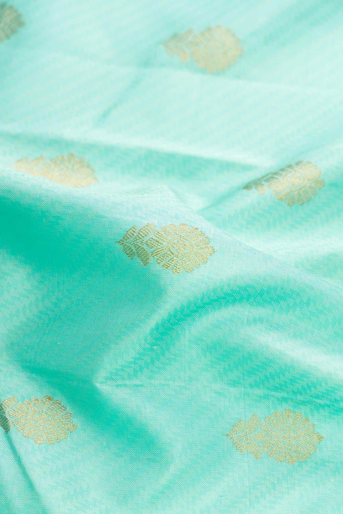 Pure Silk Pure Zari Sea Green Dual Tone Kanchipuram Saree