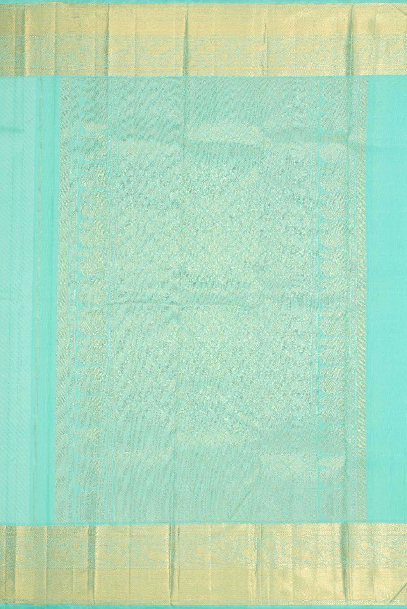 Pure Silk Pure Zari Sea Green Dual Tone Kanchipuram Saree