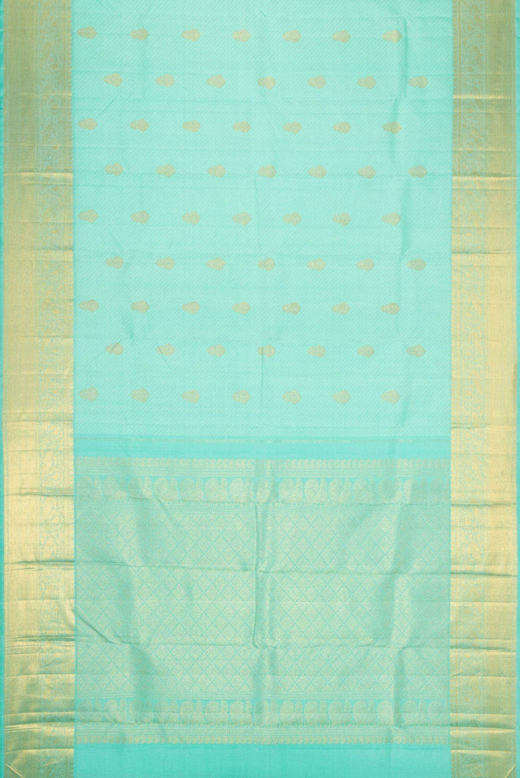 Pure Silk Pure Zari Sea Green Dual Tone Kanchipuram Saree