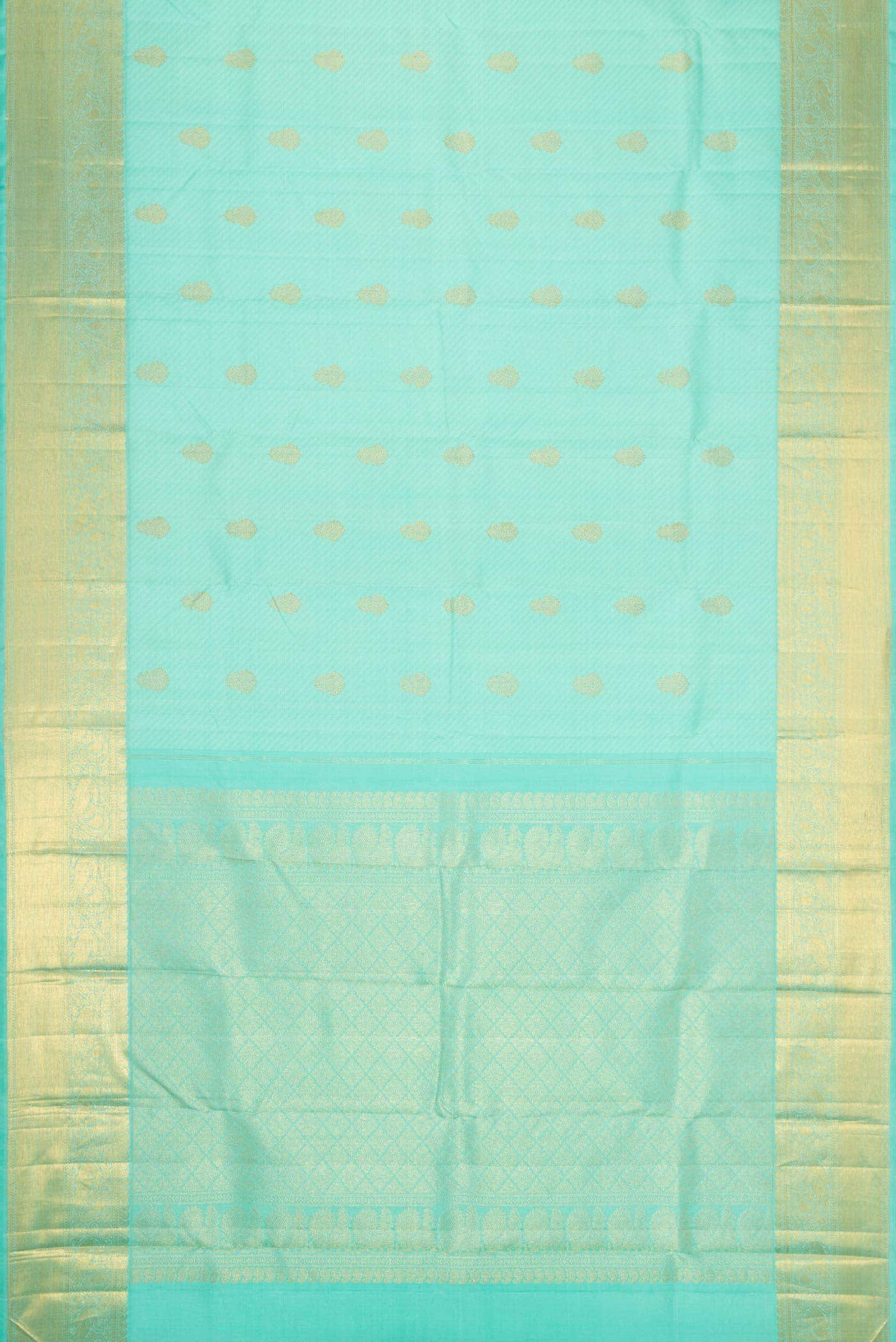 Pure Silk Pure Zari Sea Green Dual Tone Kanchipuram Saree