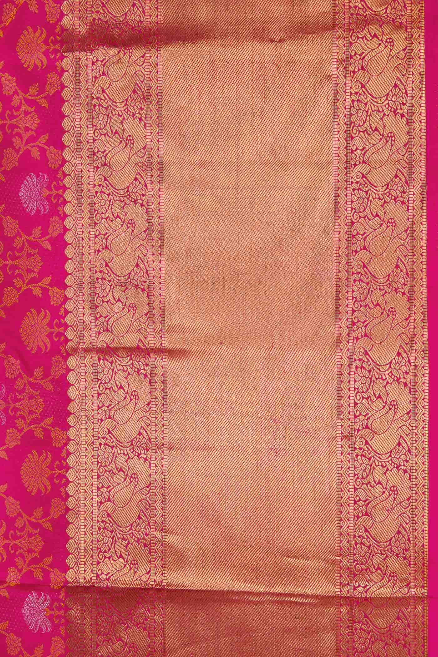 Pure Silk Pure Zari Pink Dual Tone Kanchipuram Saree