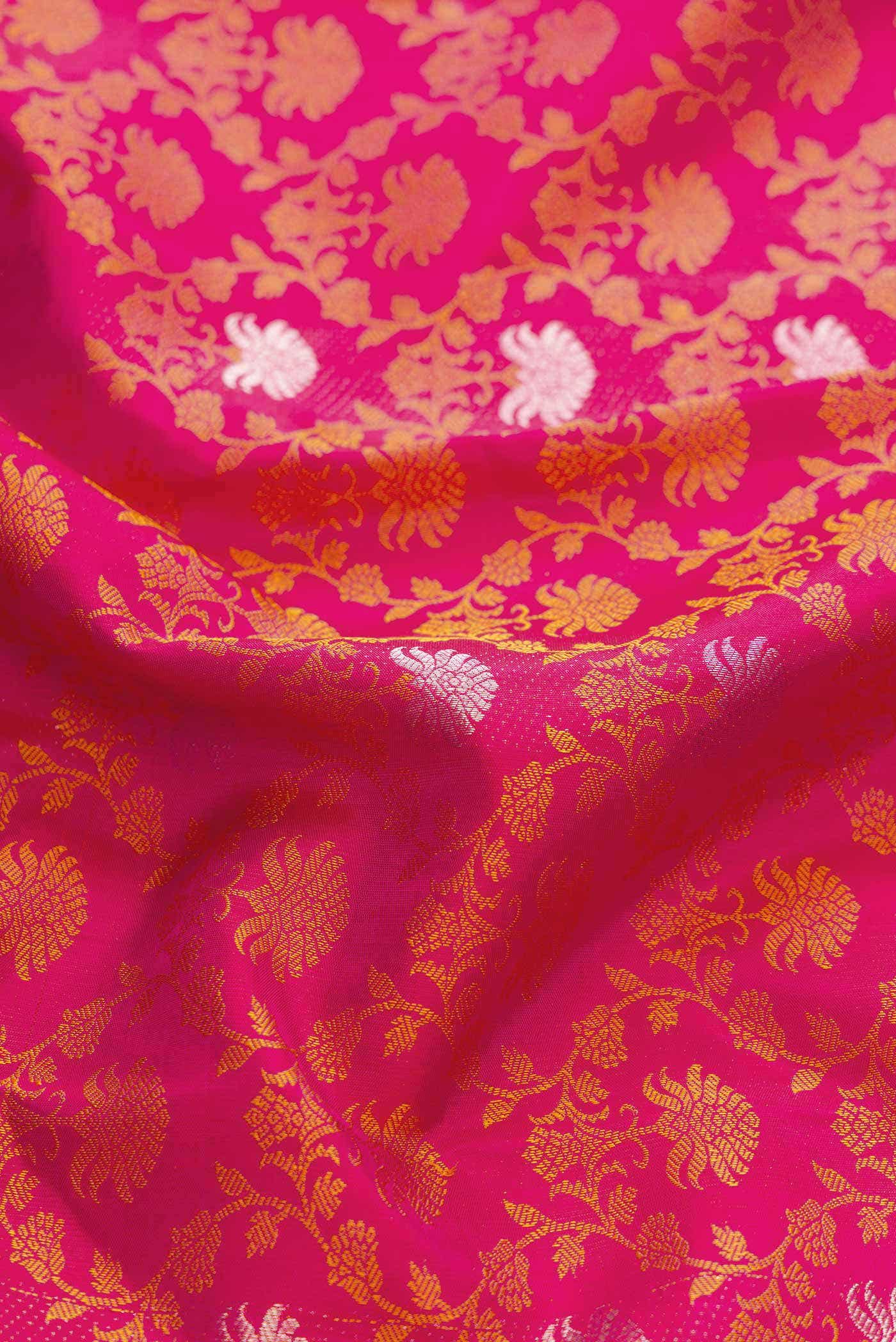Pure Silk Pure Zari Pink Dual Tone Kanchipuram Saree