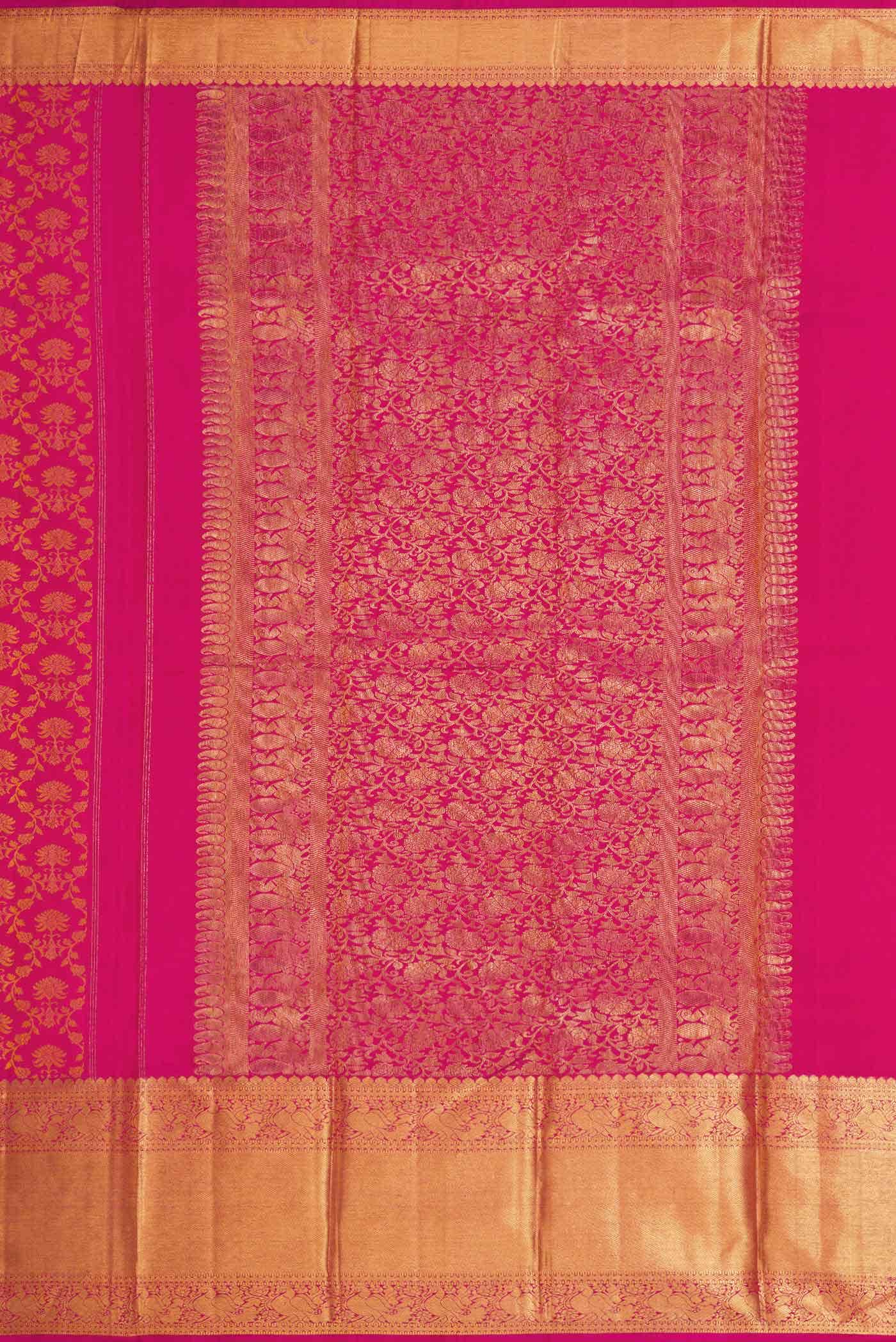 Pure Silk Pure Zari Pink Dual Tone Kanchipuram Saree