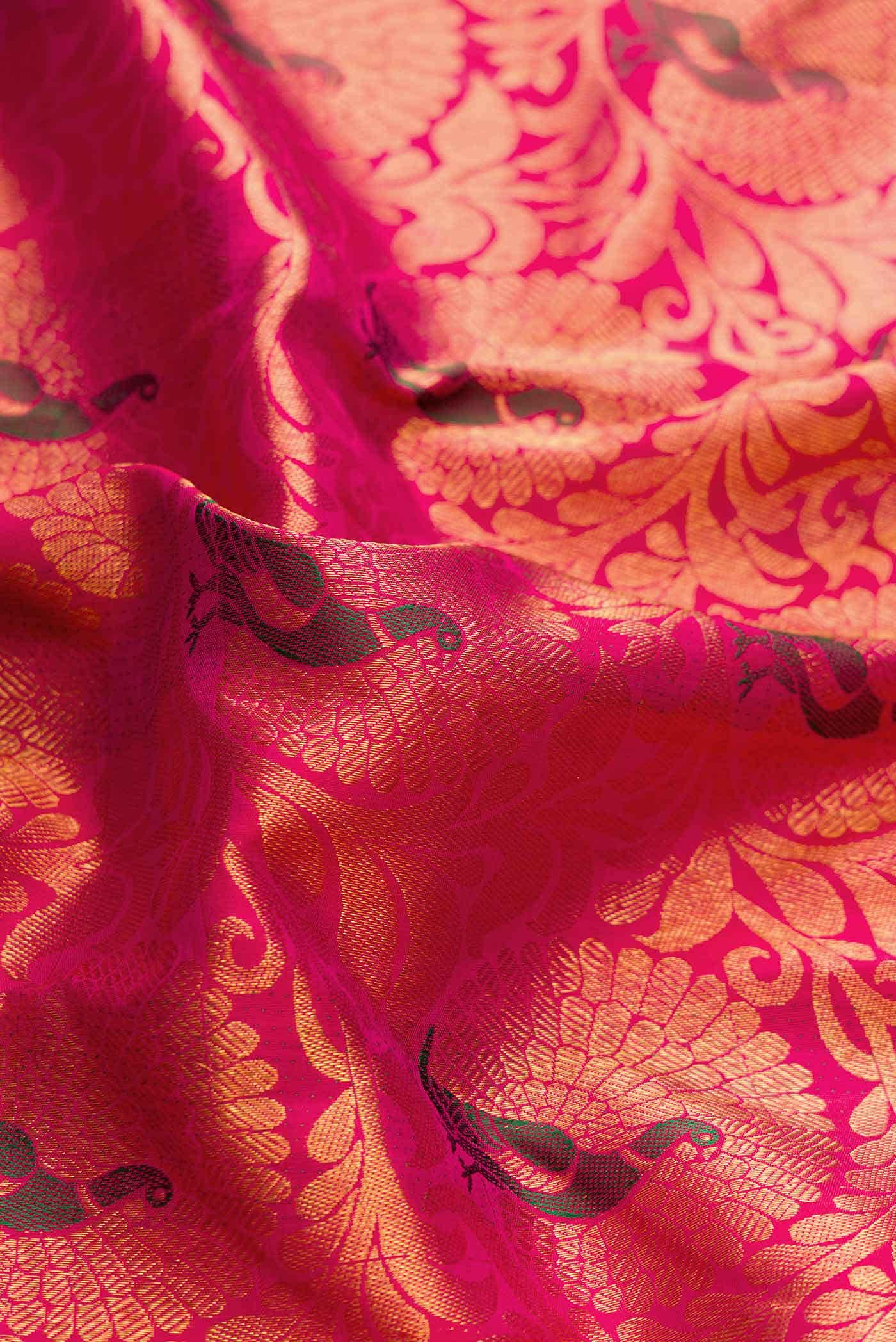 Dark Pink Dual Tone Kanchipuram Silk Saree