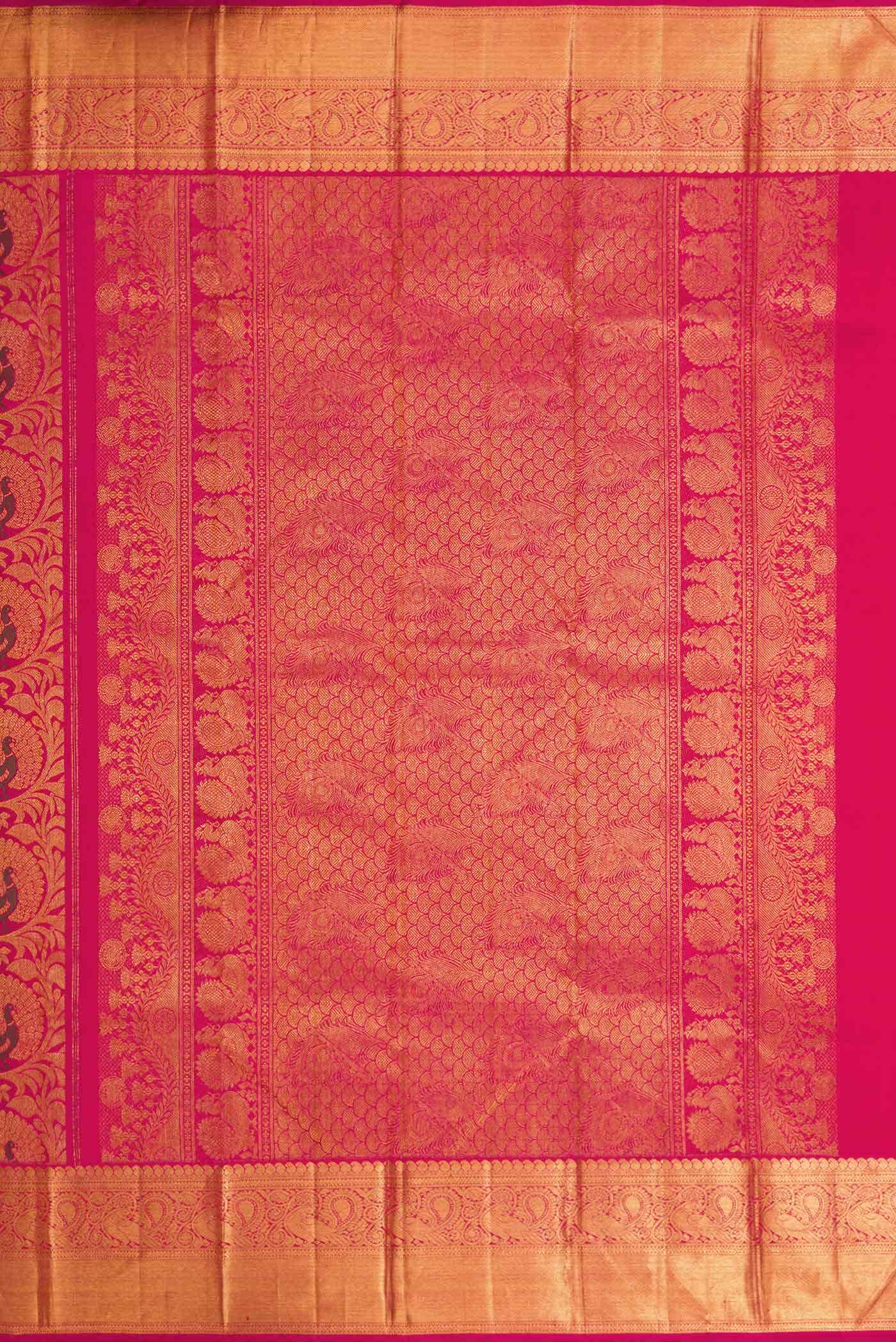 Dark Pink Dual Tone Kanchipuram Silk Saree