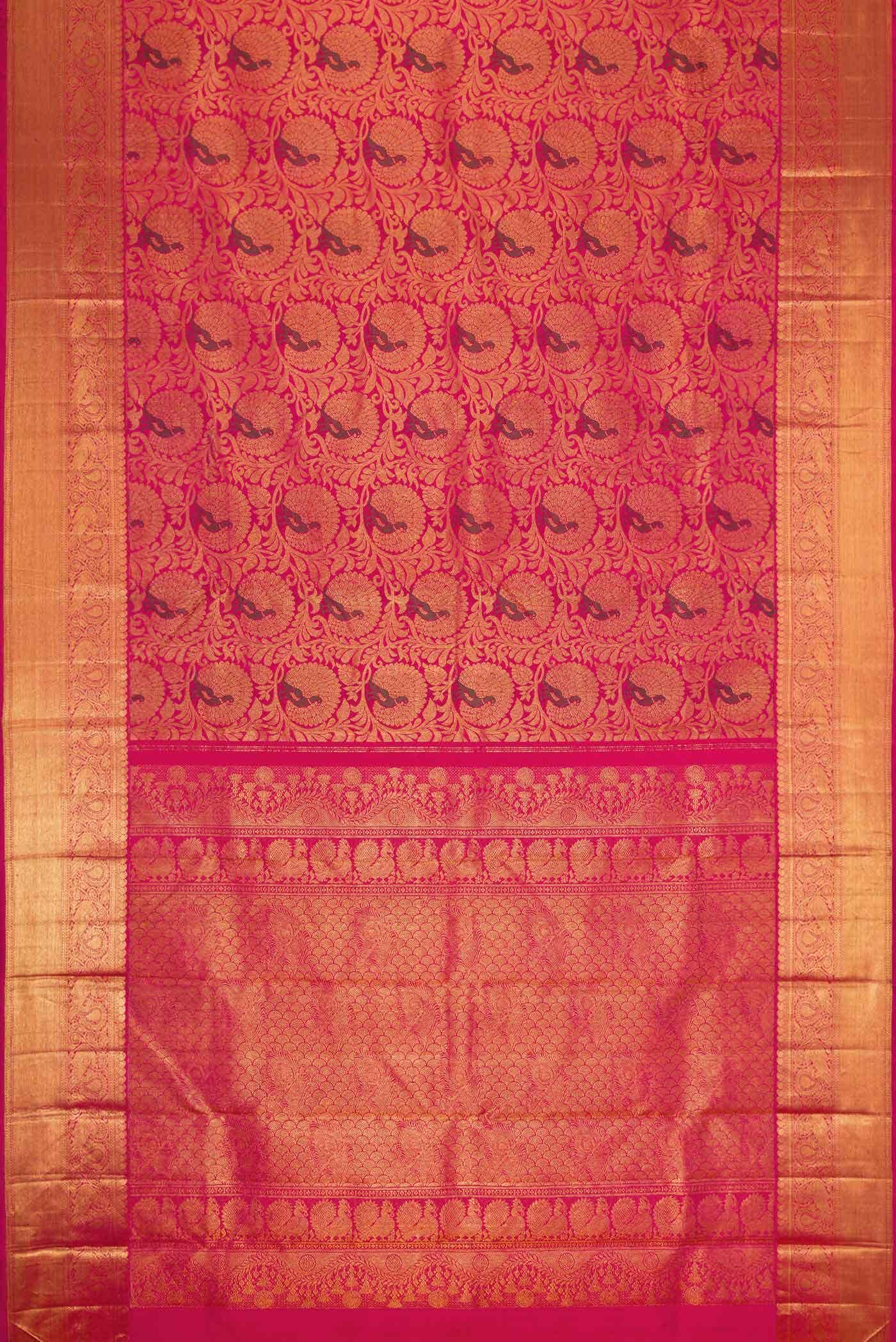 Dark Pink Dual Tone Kanchipuram Silk Saree