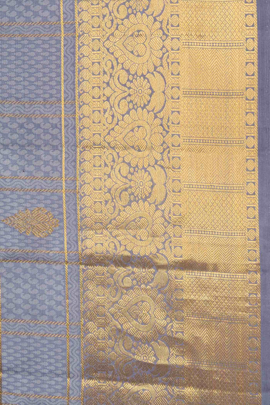 Pure Silk Pure Zari Grey Dual Tone Kanchipuram Saree