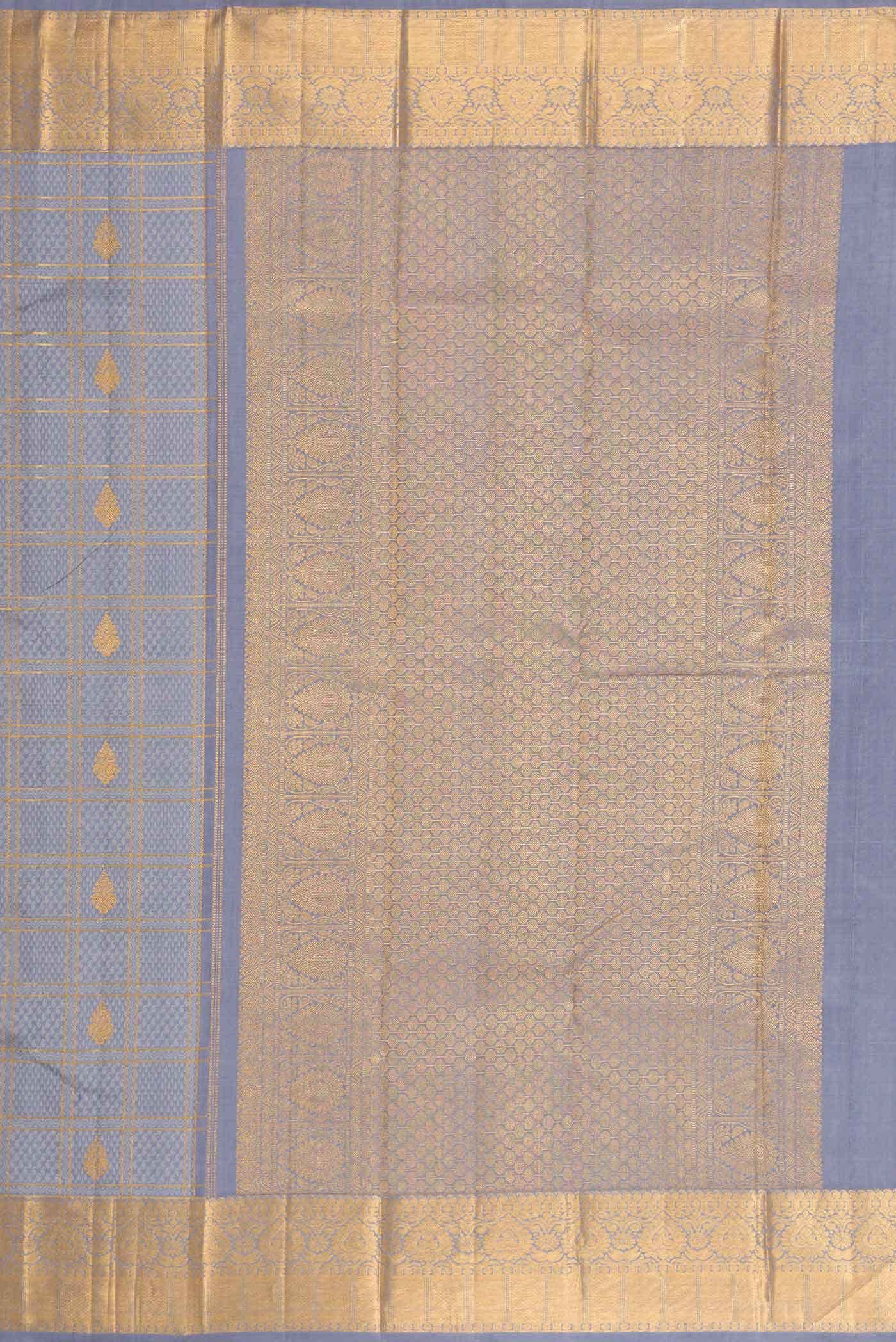 Pure Silk Pure Zari Grey Dual Tone Kanchipuram Saree