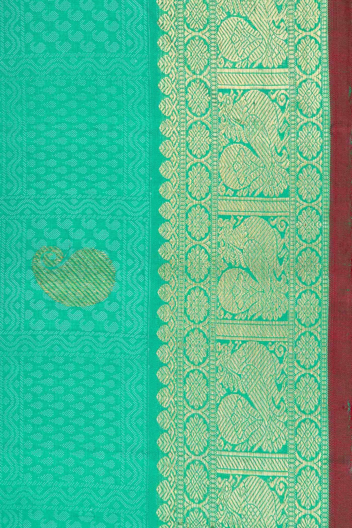 Pure Silk Pure Zari Sea Green Dual Tone Kanchipuram Saree