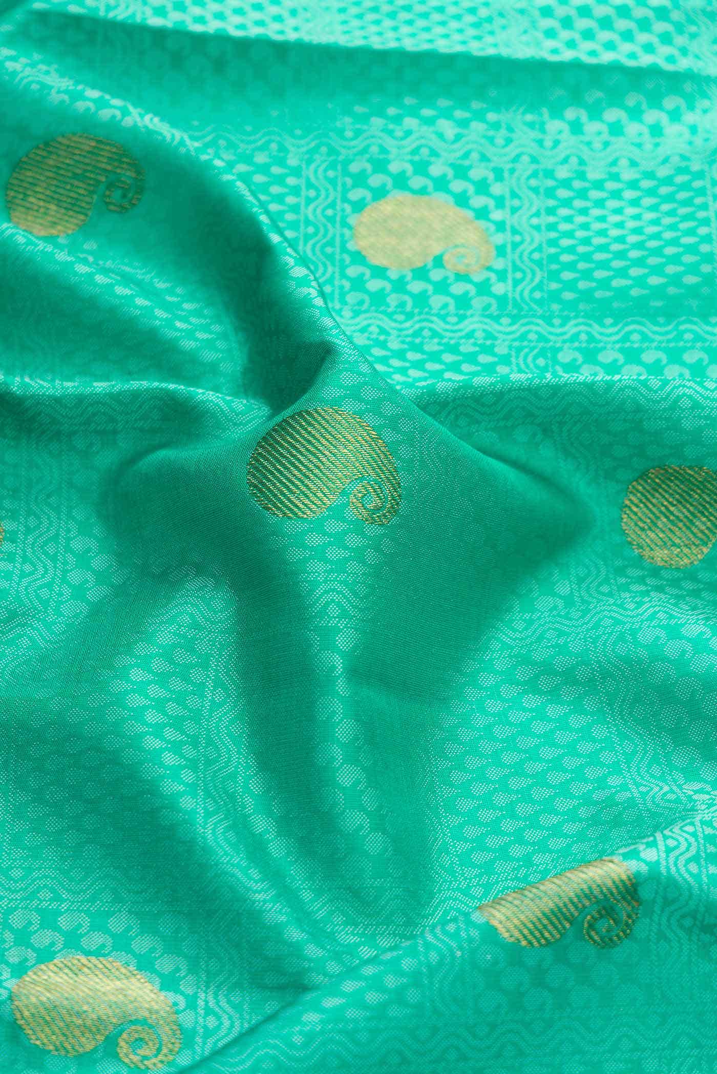 Pure Silk Pure Zari Sea Green Dual Tone Kanchipuram Saree