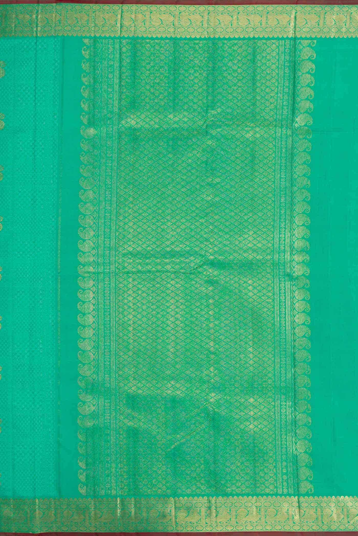 Pure Silk Pure Zari Sea Green Dual Tone Kanchipuram Saree