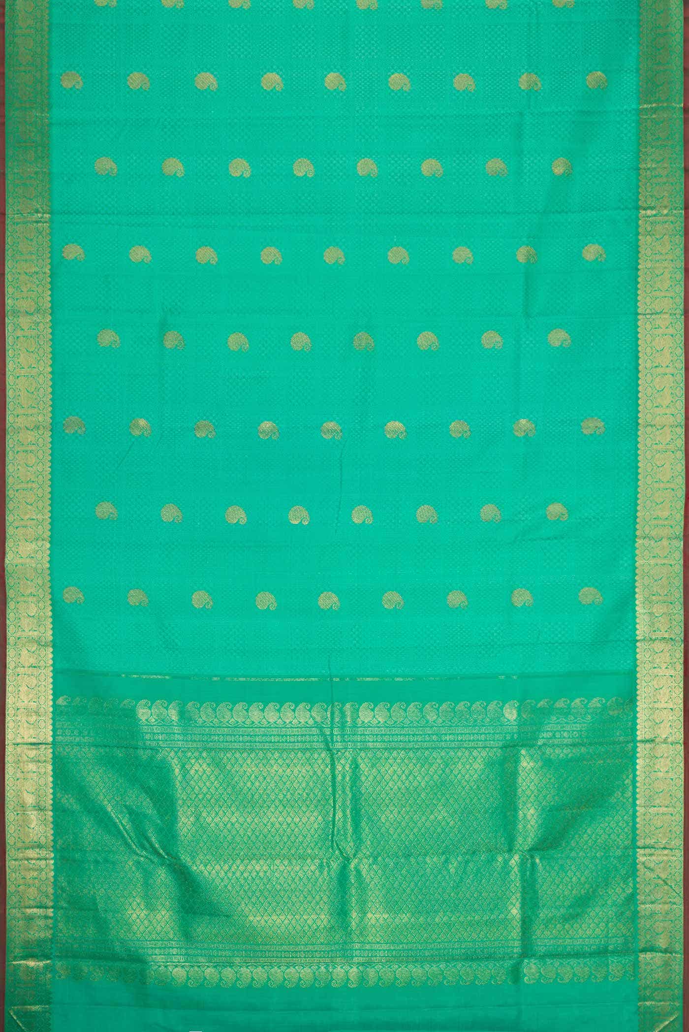 Pure Silk Pure Zari Sea Green Dual Tone Kanchipuram Saree