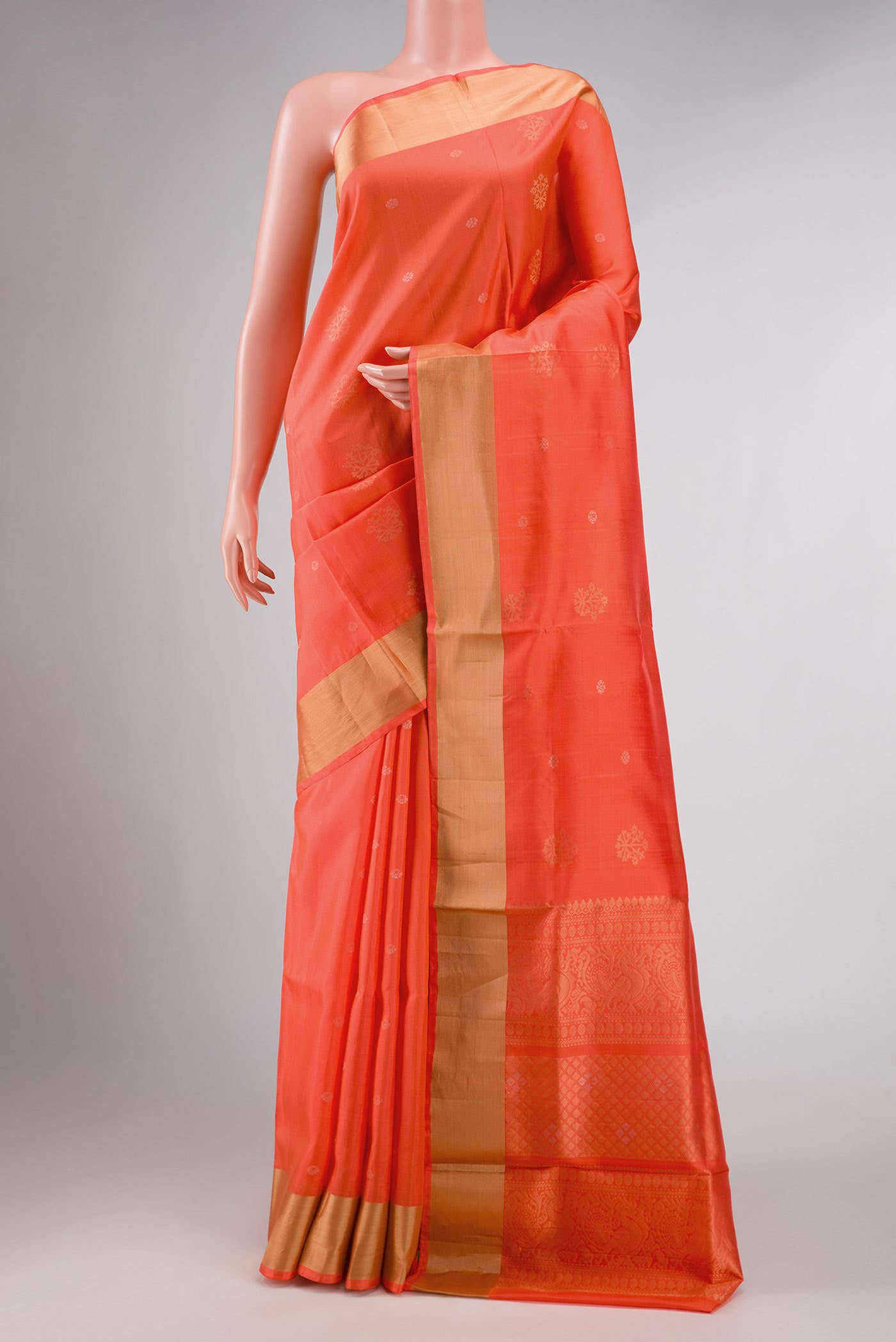 Peach Dual Tone Soft Silk Saree