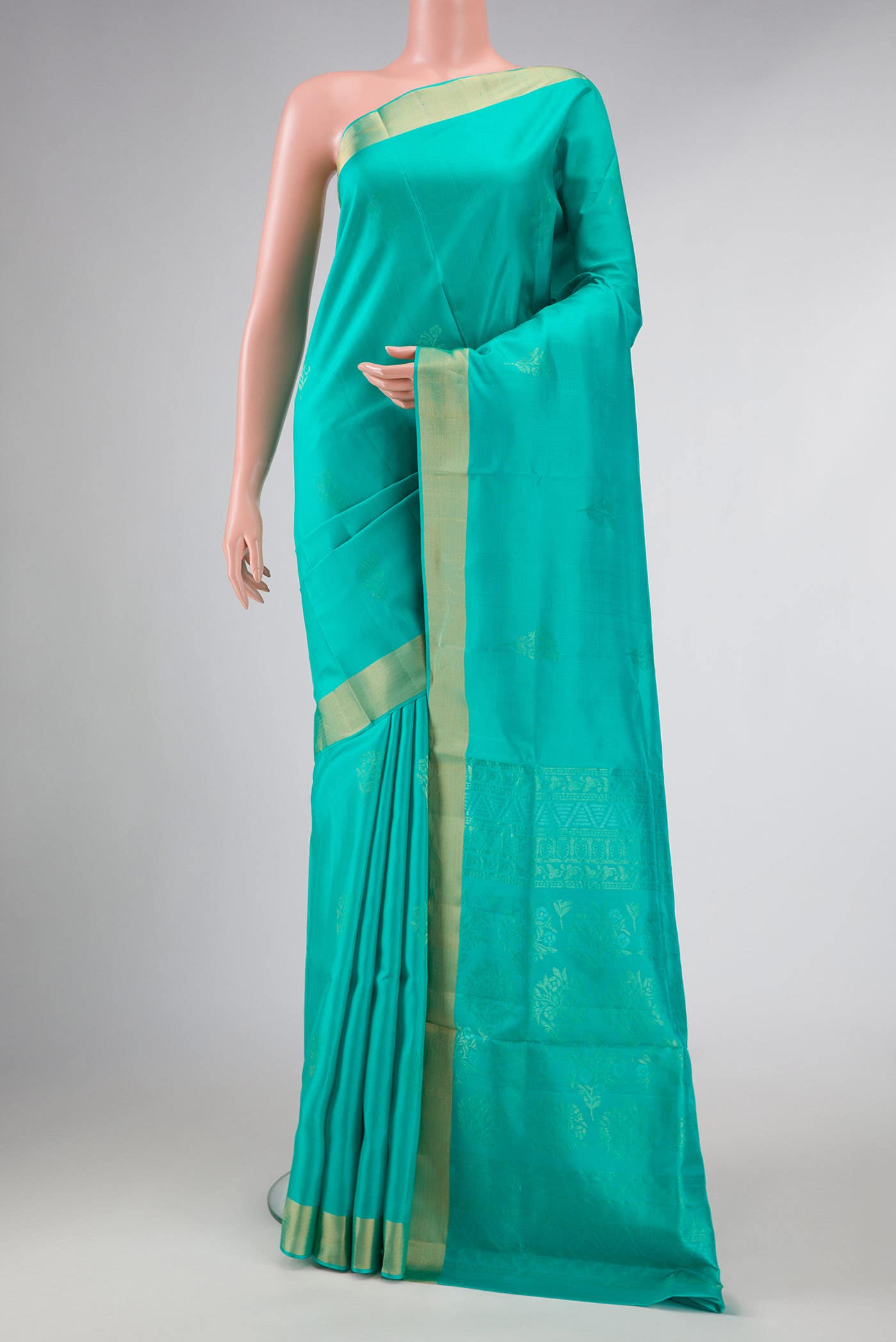 Sea Green Dual Tone Soft Silk Saree