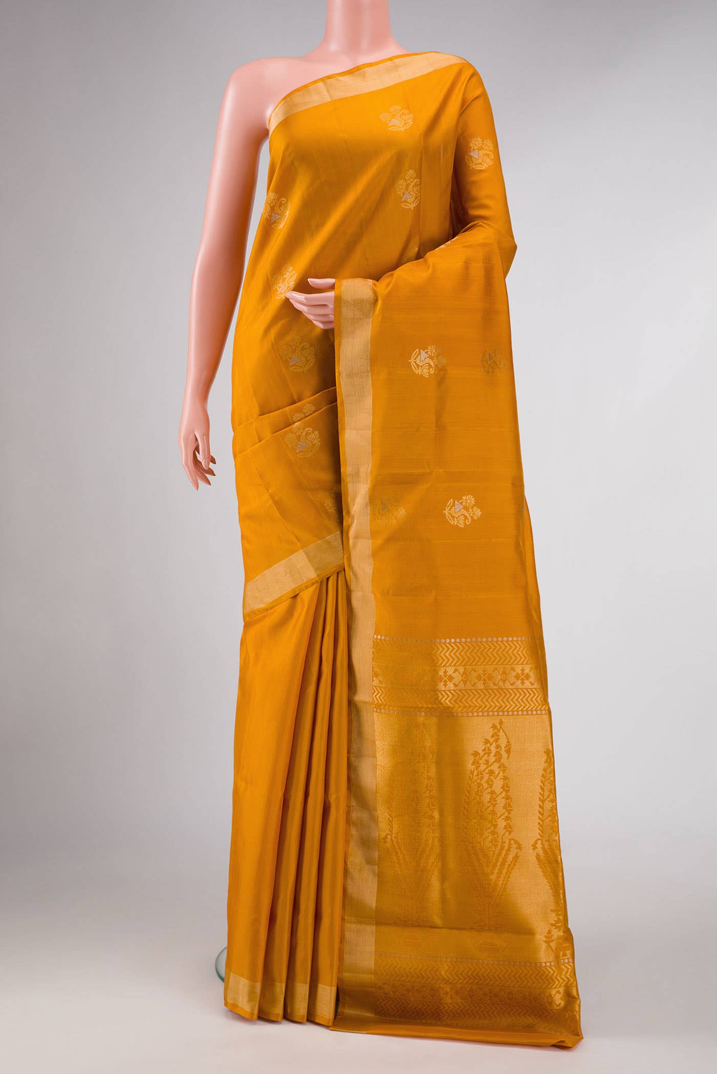 Mustard Dual Tone Soft Silk Saree