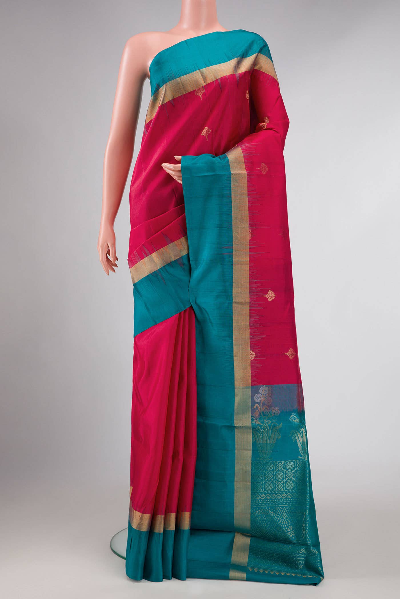 Dark Pink Dual Tone Soft Silk Saree